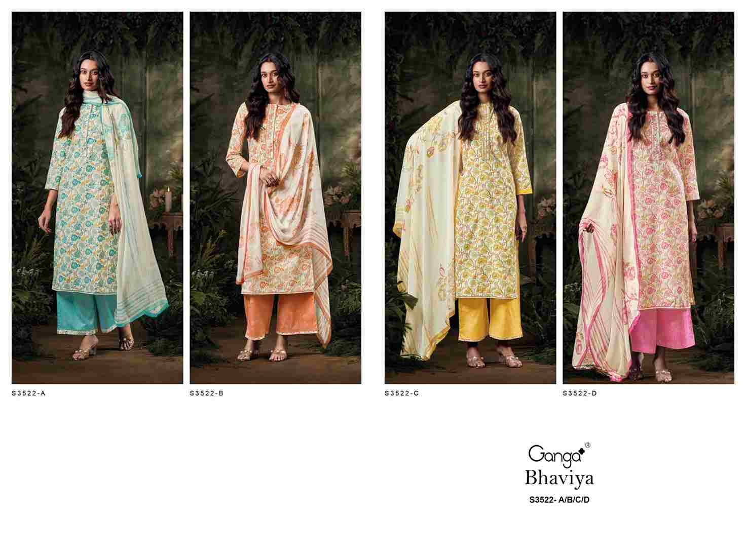 Bhvaiya-3522 By Ganga Fashion 3522-A To 3522-D Series Beautiful Festive Suits Colorful Stylish Fancy Casual Wear & Ethnic Wear Pure Cotton Dresses At Wholesale Price