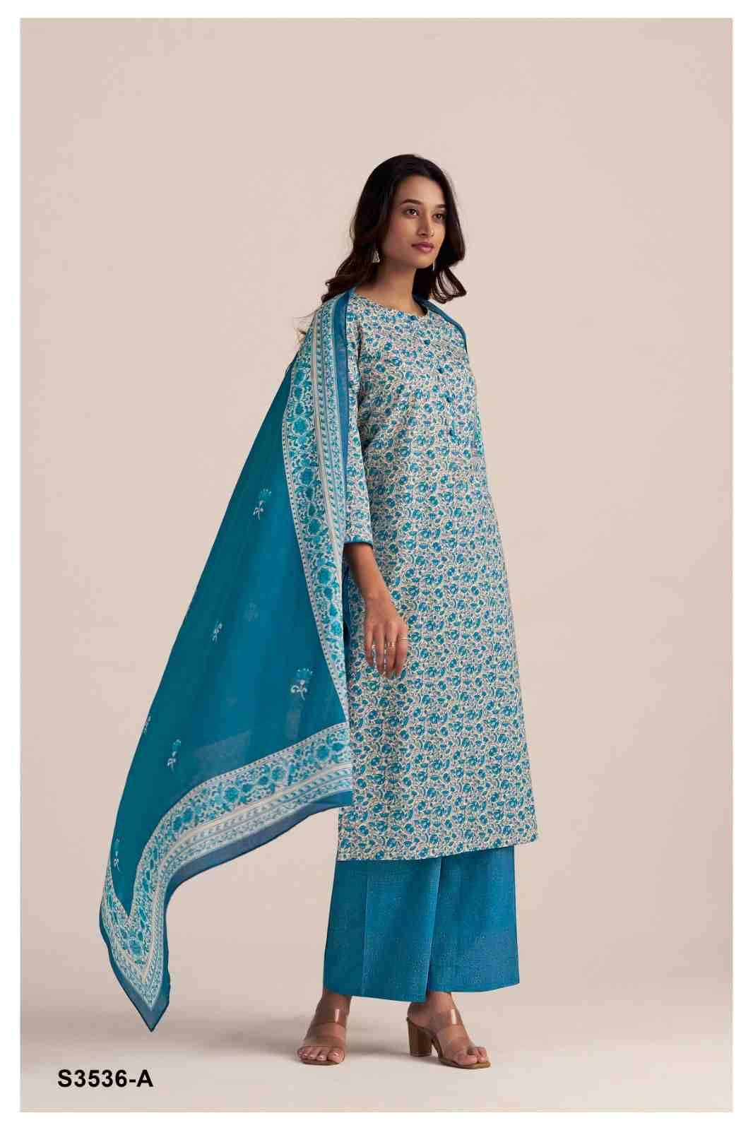 Trinity-3536 By Ganga Fashion 3536-A To 3536-D Series Beautiful Festive Suits Colorful Stylish Fancy Casual Wear & Ethnic Wear Pure Cotton Dresses At Wholesale Price