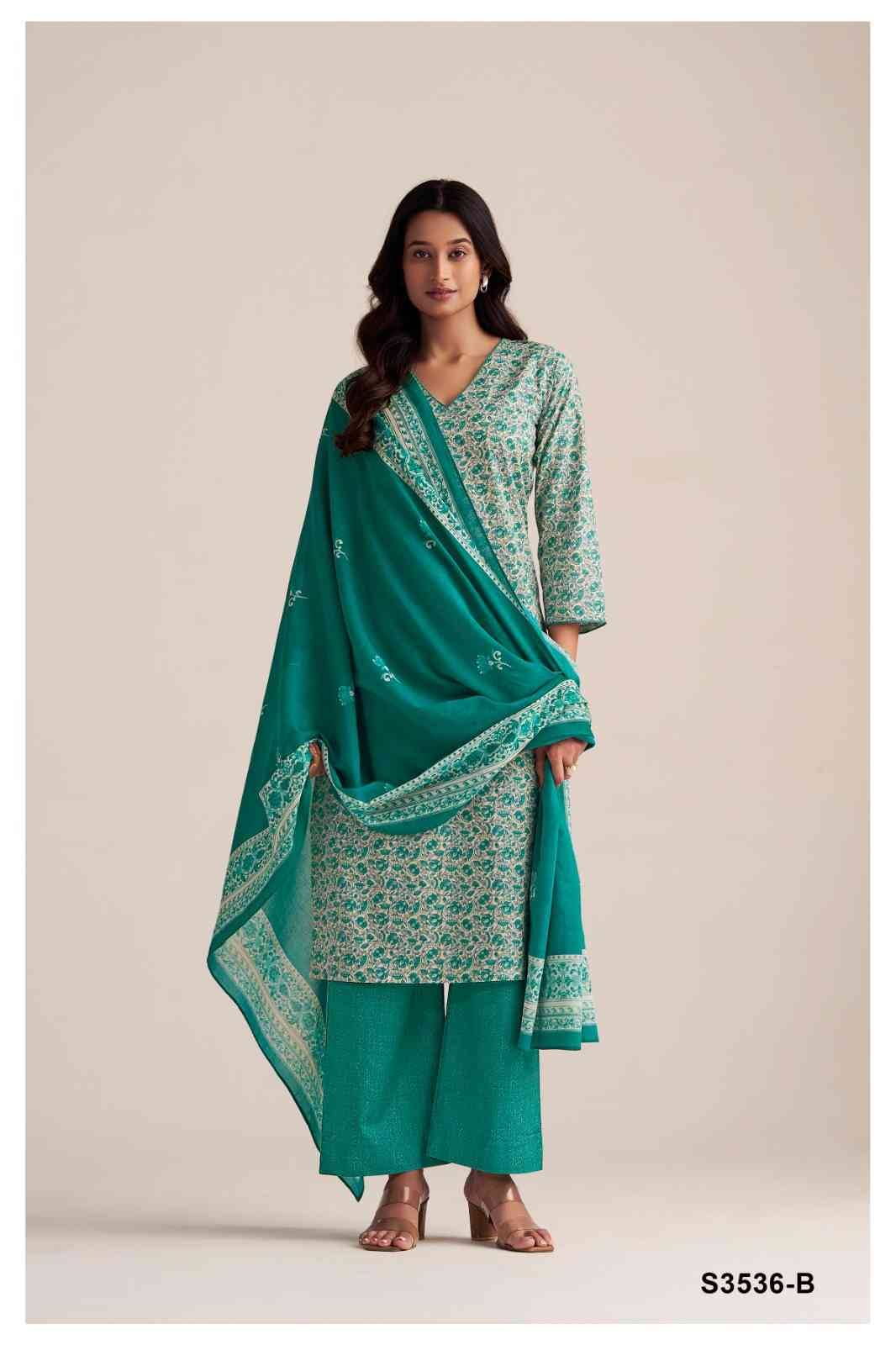 Trinity-3536 By Ganga Fashion 3536-A To 3536-D Series Beautiful Festive Suits Colorful Stylish Fancy Casual Wear & Ethnic Wear Pure Cotton Dresses At Wholesale Price