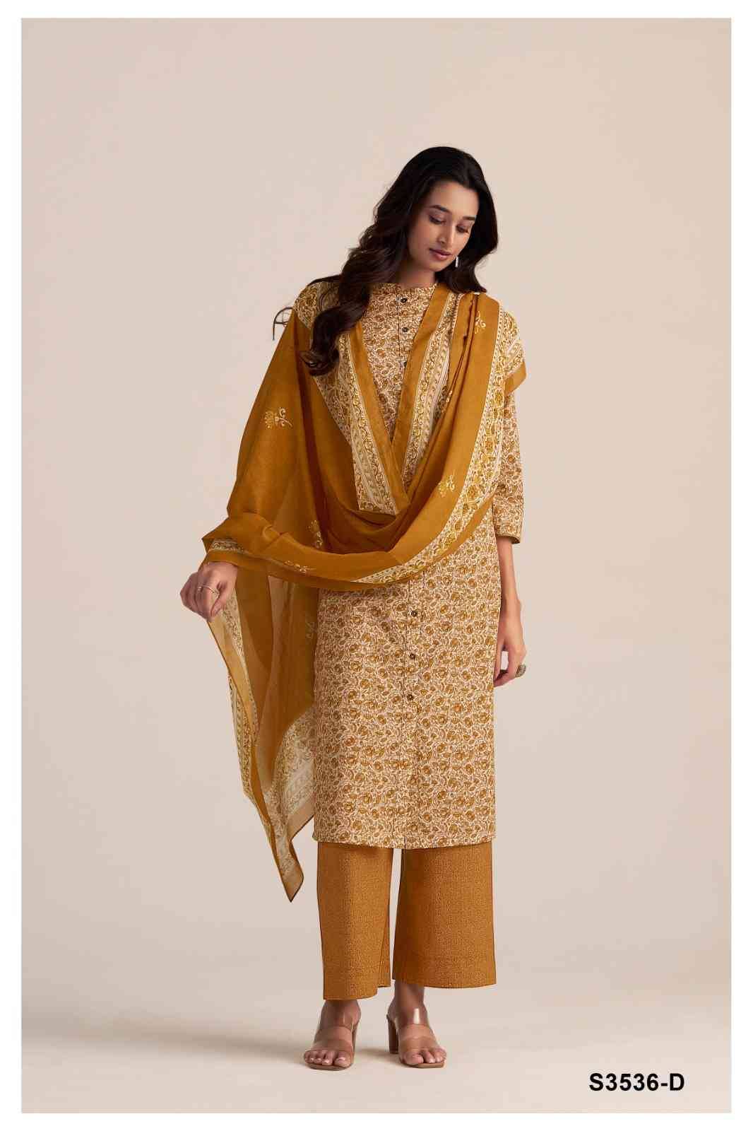 Trinity-3536 By Ganga Fashion 3536-A To 3536-D Series Beautiful Festive Suits Colorful Stylish Fancy Casual Wear & Ethnic Wear Pure Cotton Dresses At Wholesale Price