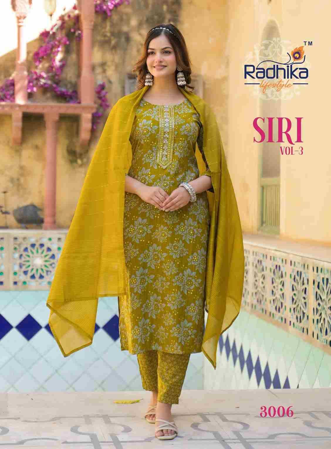 Siri Vol-3 By Radhika Lifestyle 3001 To 3008 Series Beautiful Festive Suits Colorful Stylish Fancy Casual Wear & Ethnic Wear Rayon Print With Work Dresses At Wholesale Price