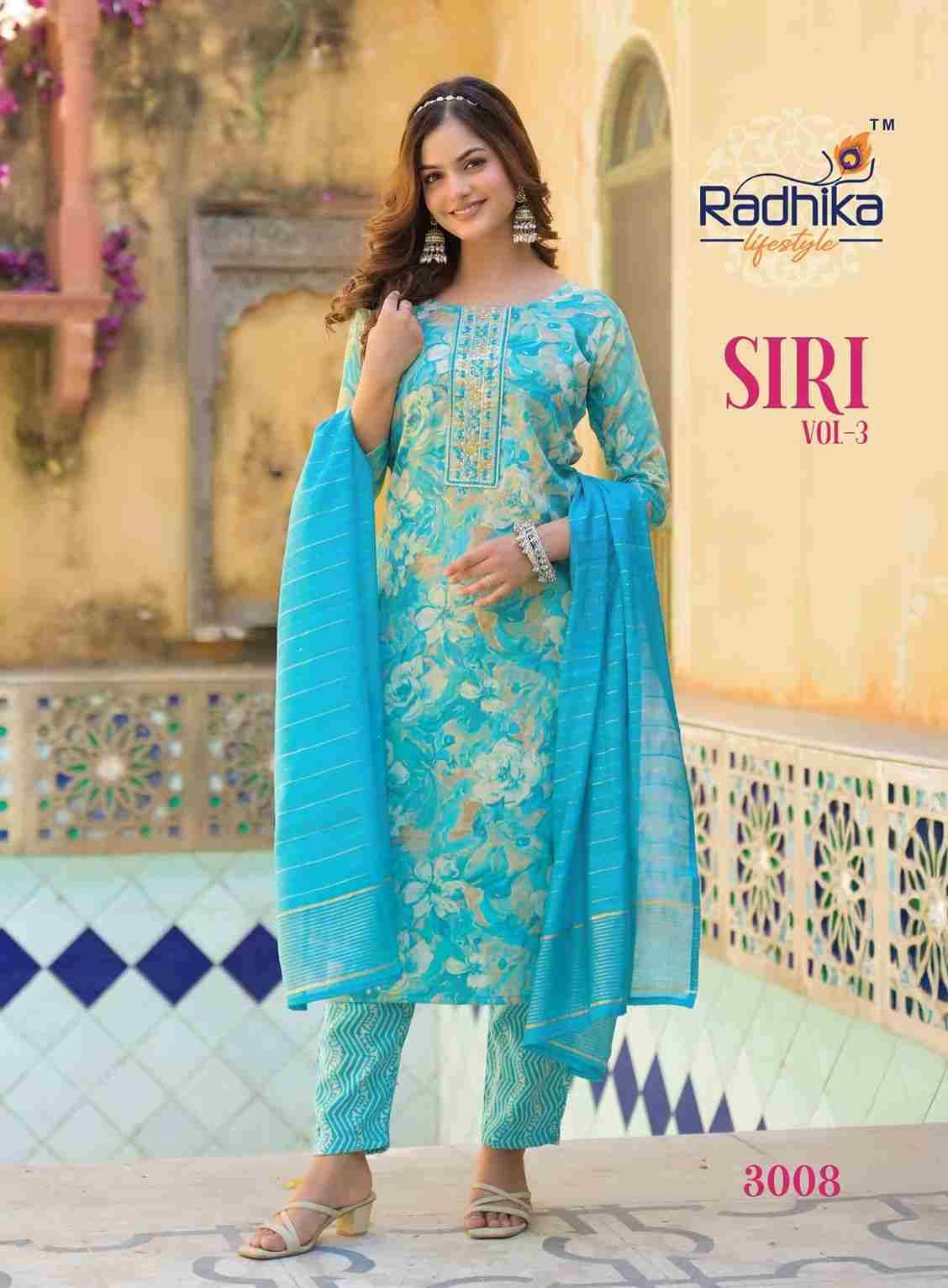 Siri Vol-3 By Radhika Lifestyle 3001 To 3008 Series Beautiful Festive Suits Colorful Stylish Fancy Casual Wear & Ethnic Wear Rayon Print With Work Dresses At Wholesale Price
