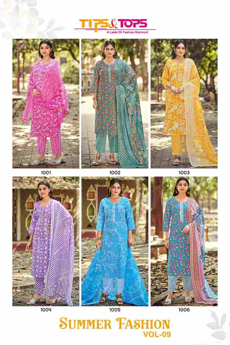 Summer Fashion Vol-9 By Tips And Tops 1001 To 1006 Series Designer Festive Suits Beautiful Fancy Colorful Stylish Party Wear & Occasional Wear Cotton Print Dresses At Wholesale Price
