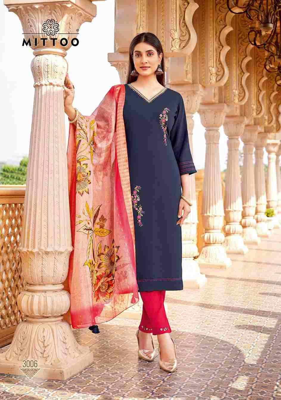 Aayushi By Mittoo 3001 To 3006 Series Designer Festive Suits Beautiful Stylish Fancy Colorful Party Wear & Occasional Wear Viscose Silk Dresses At Wholesale Price