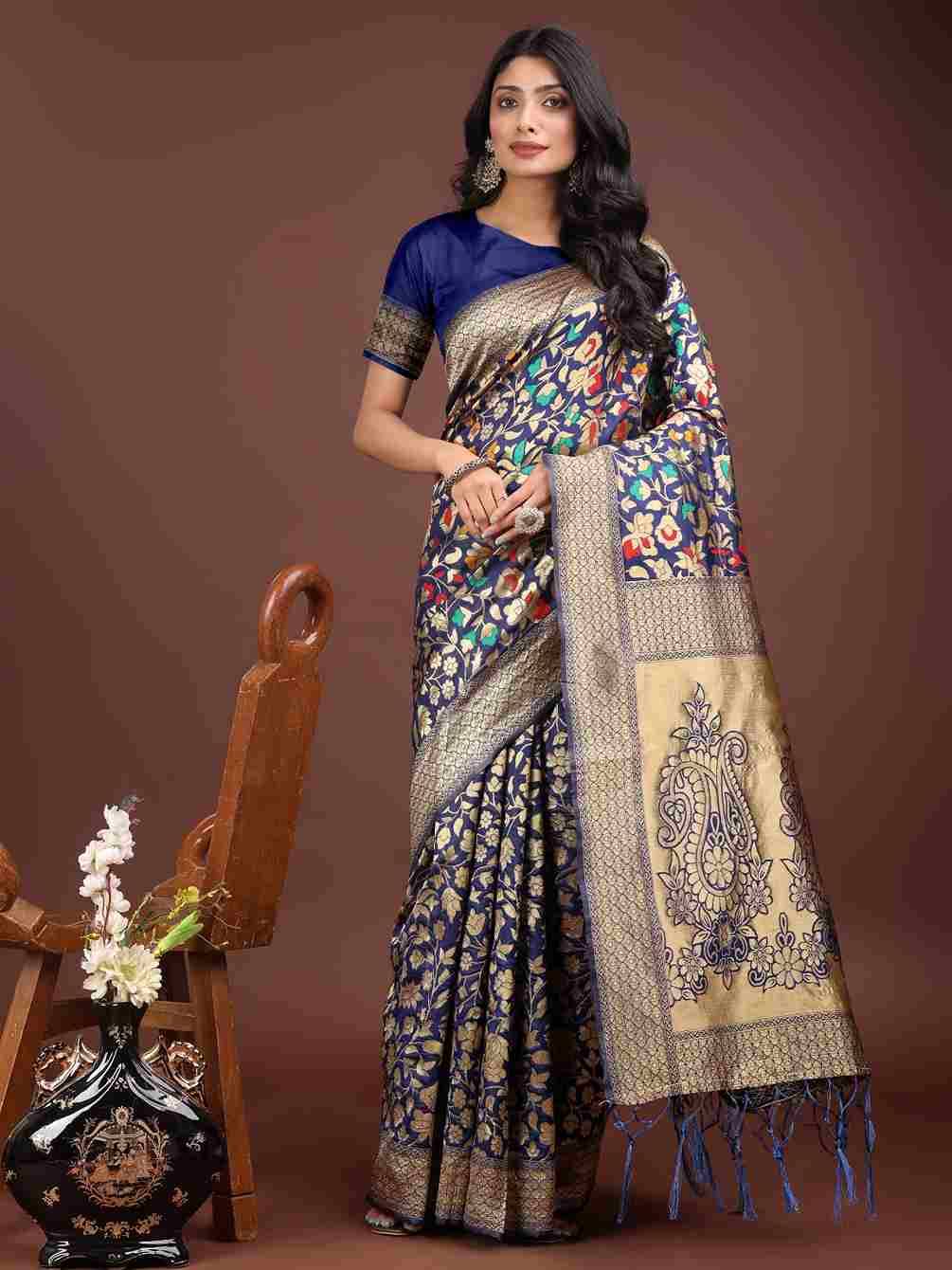 Kashmiri By Fashid Wholesale 1001 To 1006 Series Indian Traditional Wear Collection Beautiful Stylish Fancy Colorful Party Wear & Occasional Wear Lichi Silk Sarees At Wholesale Price