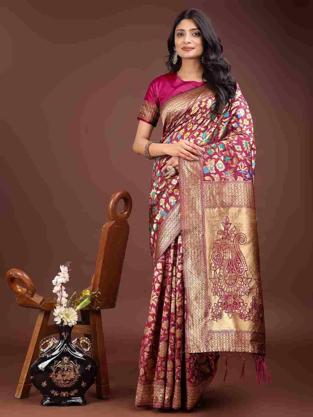 Kashmiri By Fashid Wholesale 1001 To 1006 Series Indian Traditional Wear Collection Beautiful Stylish Fancy Colorful Party Wear & Occasional Wear Lichi Silk Sarees At Wholesale Price