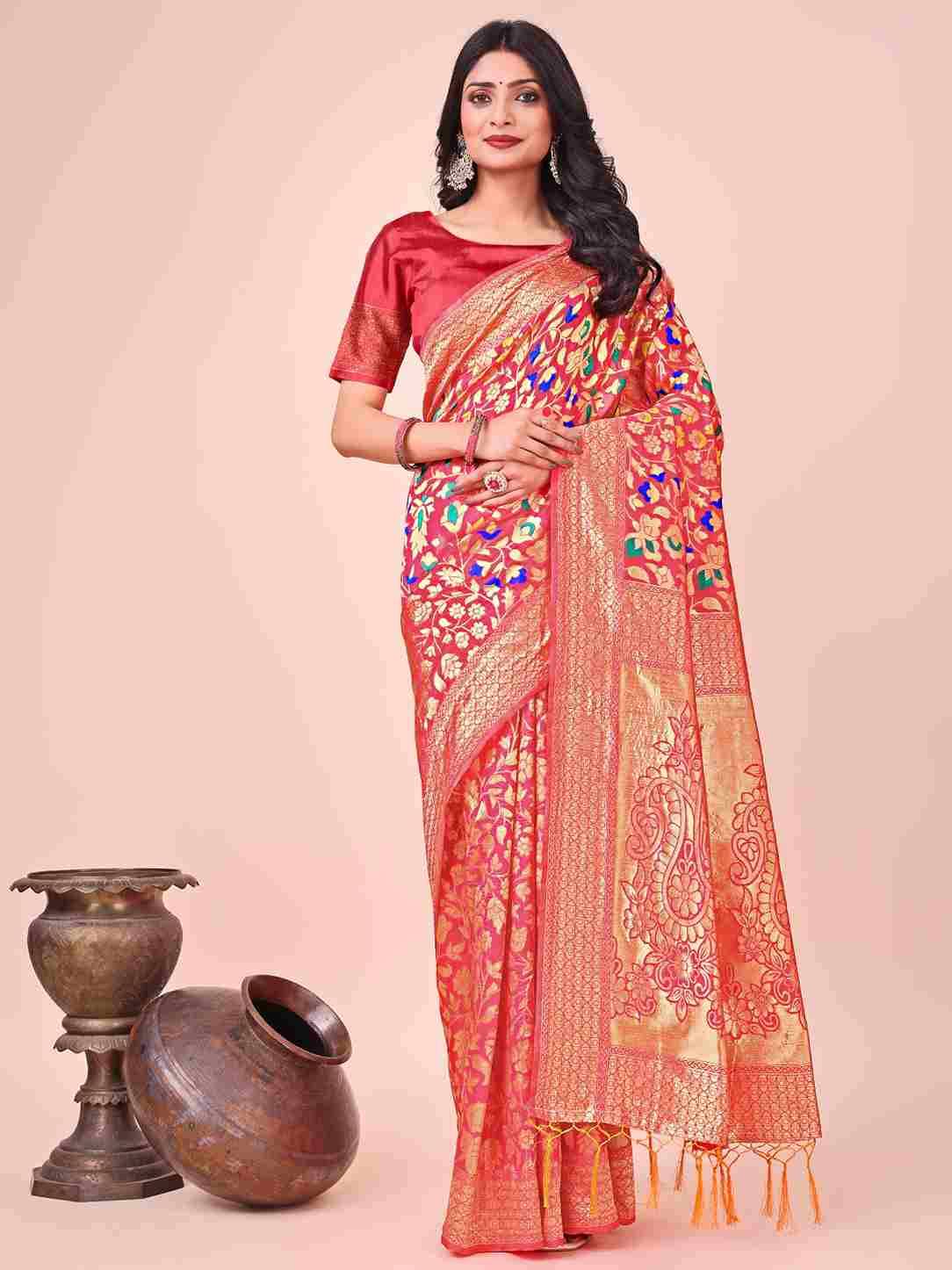Kashmiri By Fashid Wholesale 1001 To 1006 Series Indian Traditional Wear Collection Beautiful Stylish Fancy Colorful Party Wear & Occasional Wear Lichi Silk Sarees At Wholesale Price