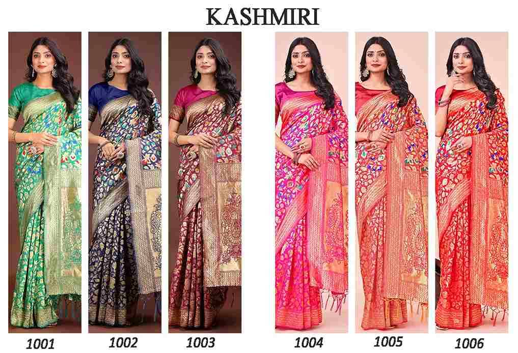 Kashmiri By Fashid Wholesale 1001 To 1006 Series Indian Traditional Wear Collection Beautiful Stylish Fancy Colorful Party Wear & Occasional Wear Lichi Silk Sarees At Wholesale Price