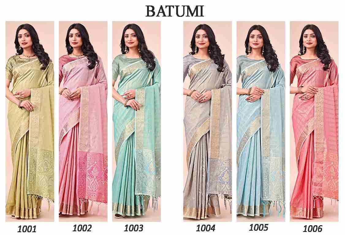 Batumi By Fashid Wholesale 1001 To 1006 Series Indian Traditional Wear Collection Beautiful Stylish Fancy Colorful Party Wear & Occasional Wear Organza Sarees At Wholesale Price