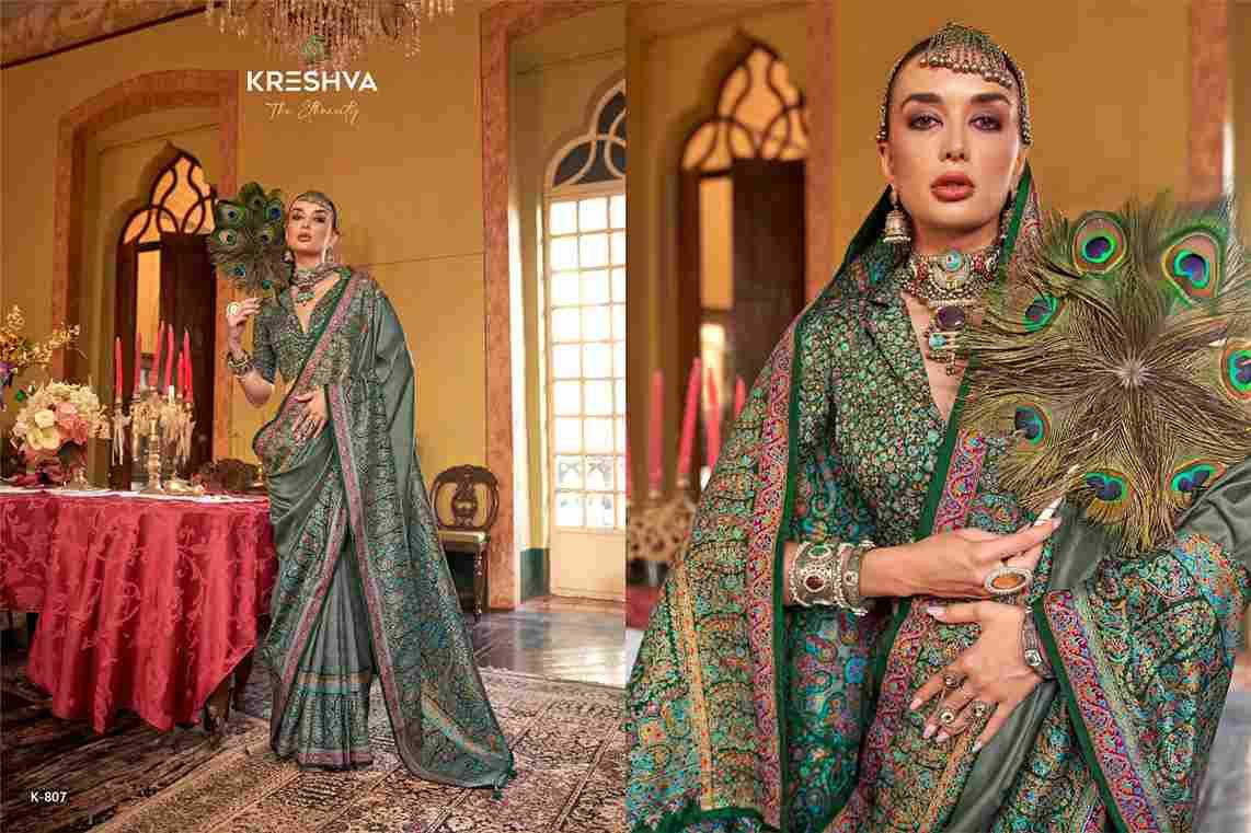 Morni By Kreshva 806 To 811 Series Indian Traditional Wear Collection Beautiful Stylish Fancy Colorful Party Wear & Occasional Wear Vichitra Silk Sarees At Wholesale Price