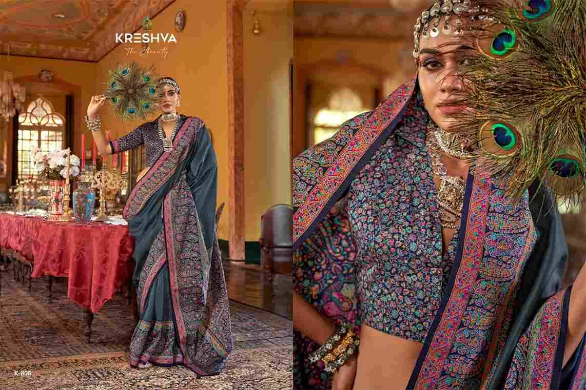 Morni By Kreshva 806 To 811 Series Indian Traditional Wear Collection Beautiful Stylish Fancy Colorful Party Wear & Occasional Wear Vichitra Silk Sarees At Wholesale Price