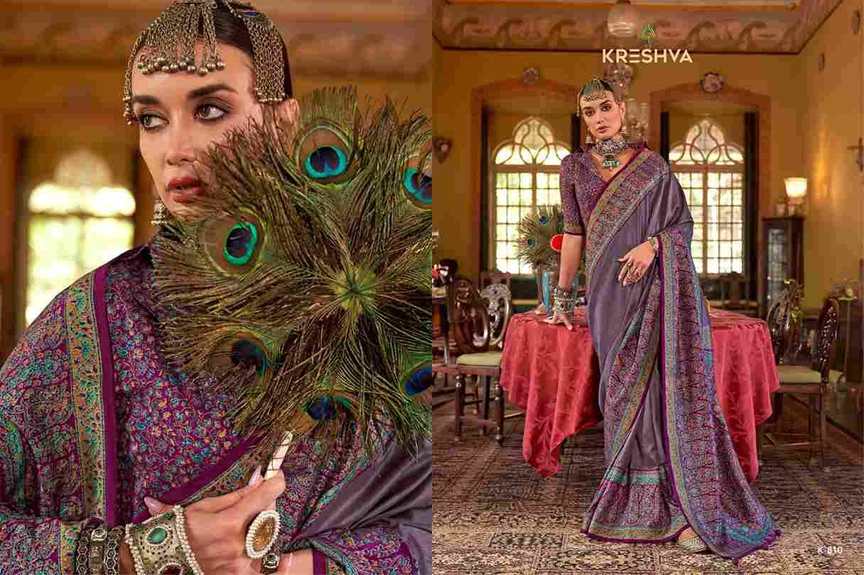Morni By Kreshva 806 To 811 Series Indian Traditional Wear Collection Beautiful Stylish Fancy Colorful Party Wear & Occasional Wear Vichitra Silk Sarees At Wholesale Price