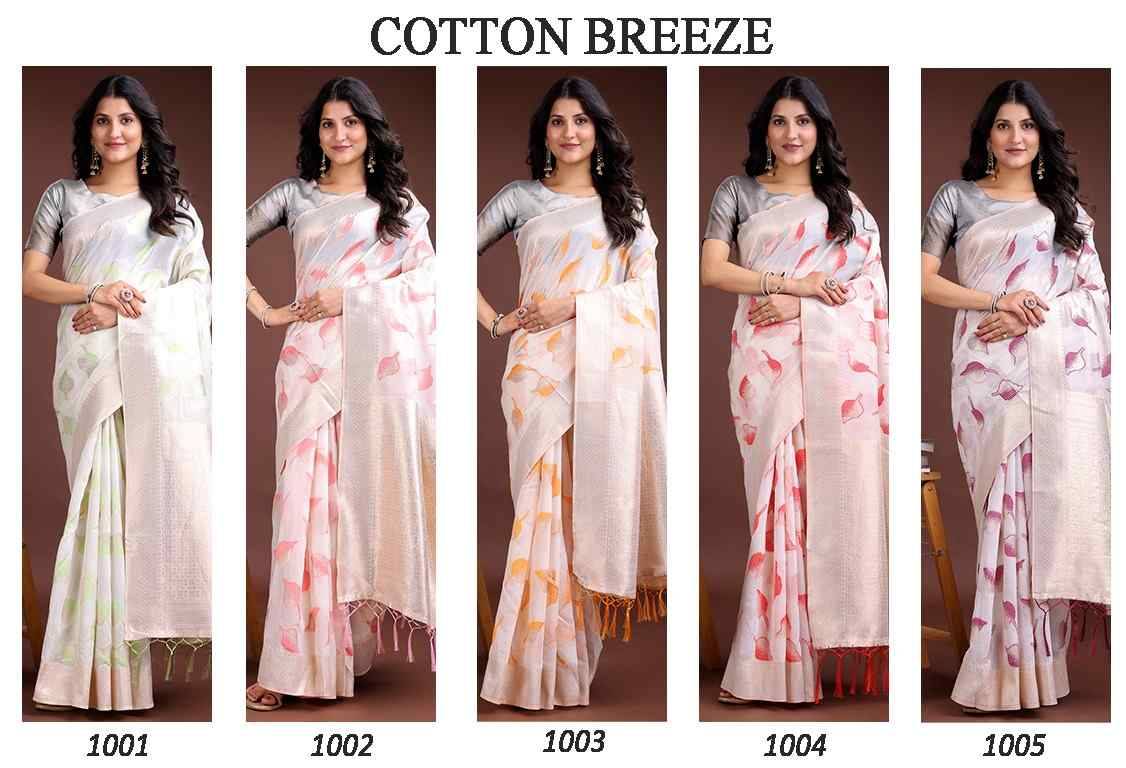 Cotton Breeze By Fashid Wholesale 1001 To 1005 Series Indian Traditional Wear Collection Beautiful Stylish Fancy Colorful Party Wear & Occasional Wear Cotton Sarees At Wholesale Price