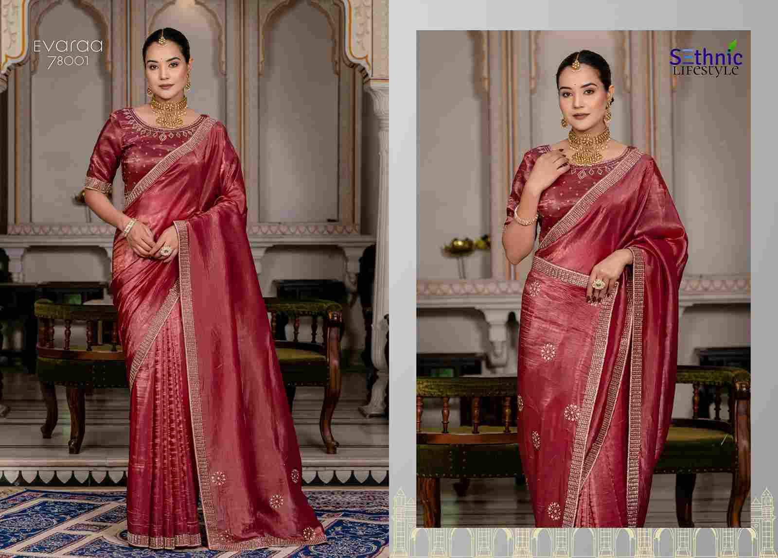 Evaraa By Sethnic 78001 To 78004 Series Indian Traditional Wear Collection Beautiful Stylish Fancy Colorful Party Wear & Occasional Wear Gold Crush Sarees At Wholesale Price