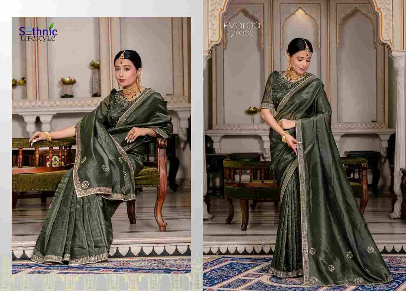 Evaraa By Sethnic 78001 To 78004 Series Indian Traditional Wear Collection Beautiful Stylish Fancy Colorful Party Wear & Occasional Wear Gold Crush Sarees At Wholesale Price
