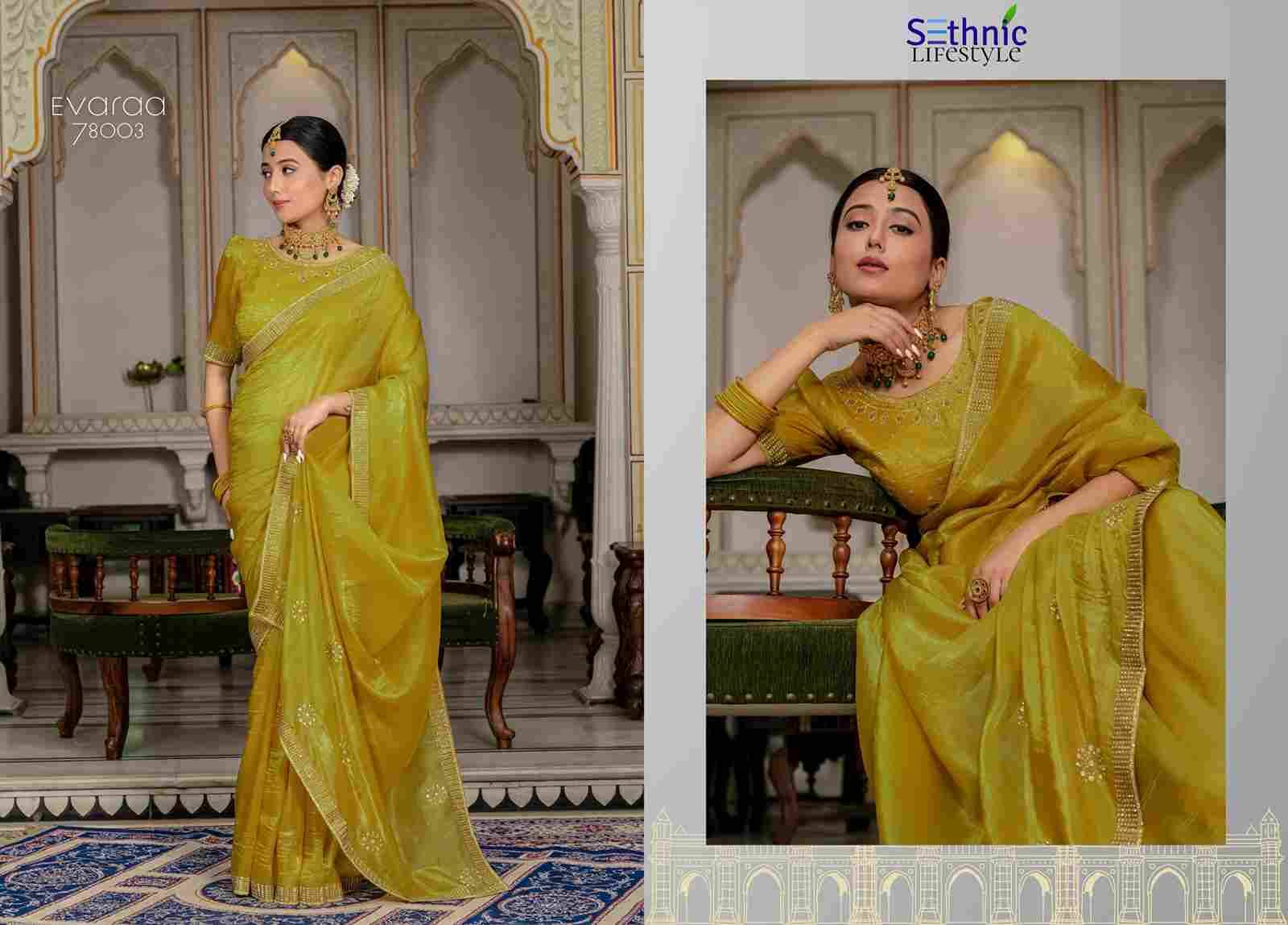 Evaraa By Sethnic 78001 To 78004 Series Indian Traditional Wear Collection Beautiful Stylish Fancy Colorful Party Wear & Occasional Wear Gold Crush Sarees At Wholesale Price