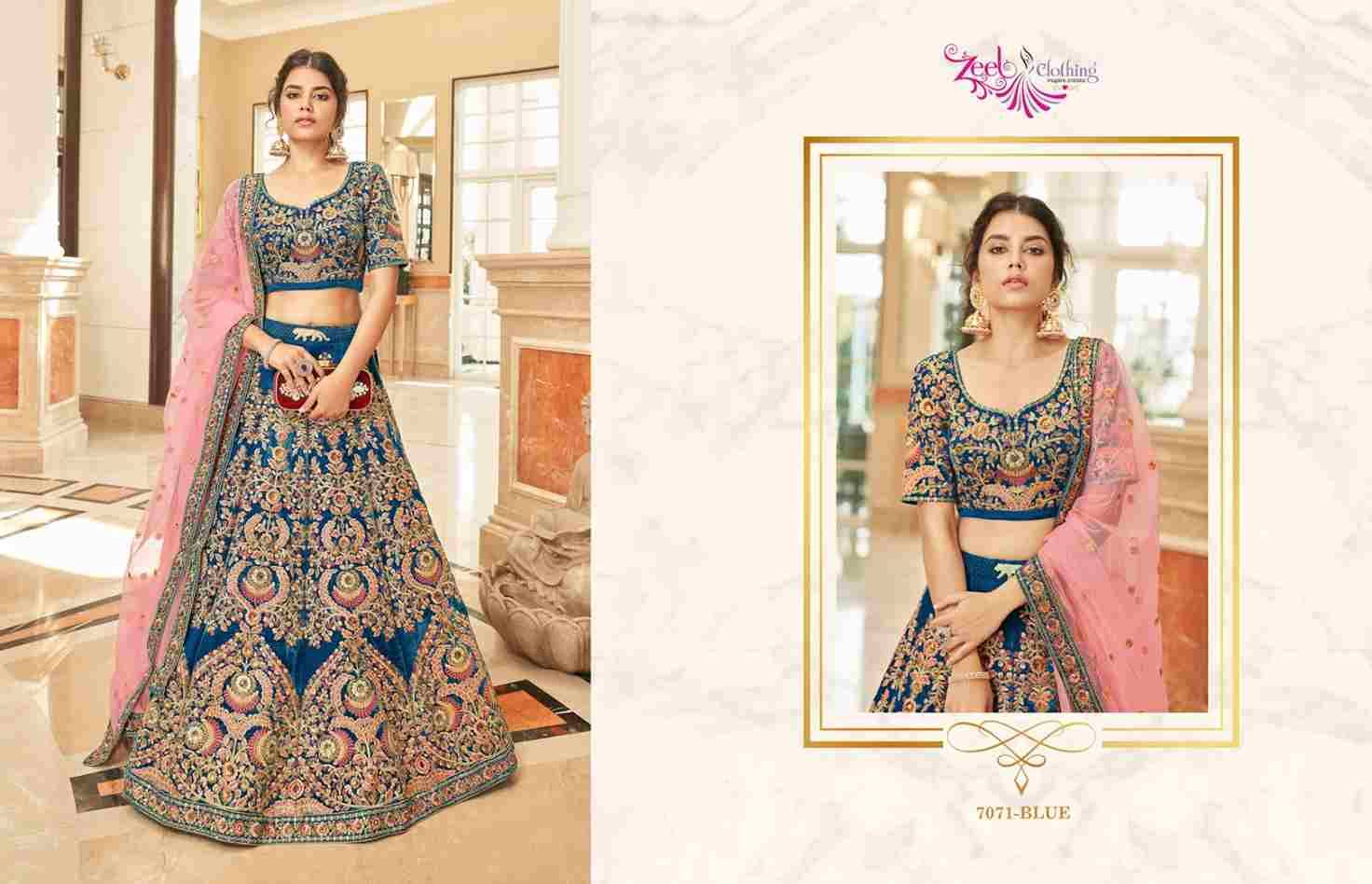 Cultural Vol-3 By Zeel Clothing 7071-A To 7071-C Series Festive Wear Collection Beautiful Stylish Colorful Fancy Party Wear & Occasional Wear Velvet Lehengas At Wholesale Price
