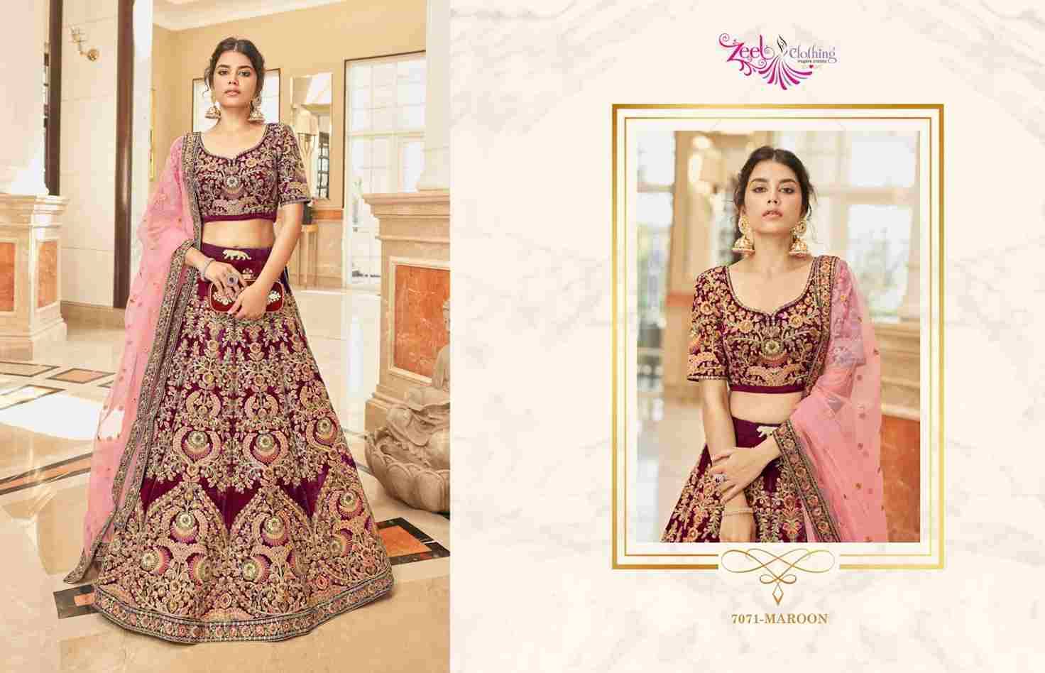 Cultural Vol-3 By Zeel Clothing 7071-A To 7071-C Series Festive Wear Collection Beautiful Stylish Colorful Fancy Party Wear & Occasional Wear Velvet Lehengas At Wholesale Price