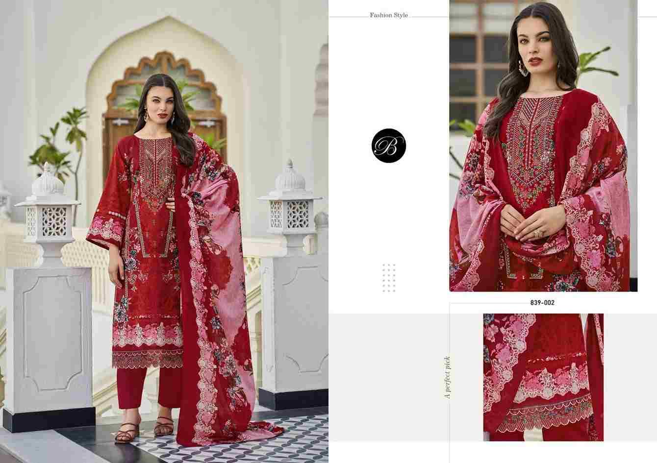 Almarina Vol-3 By Belliza 839-001 To 839-008 Series Beautiful Suits Colorful Stylish Fancy Casual Wear & Ethnic Wear Pure Cotton Dresses At Wholesale Price