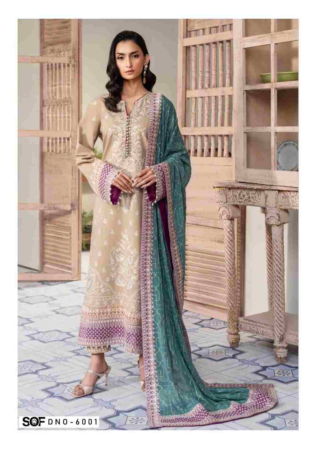 Saira Rizwan Vol-6 By Shree Om Fab 6001 To 6006 Series Designer Pakistani Suits Beautiful Fancy Stylish Colorful Party Wear & Occasional Wear Pure Lawn With Embroidery Dresses At Wholesale Price