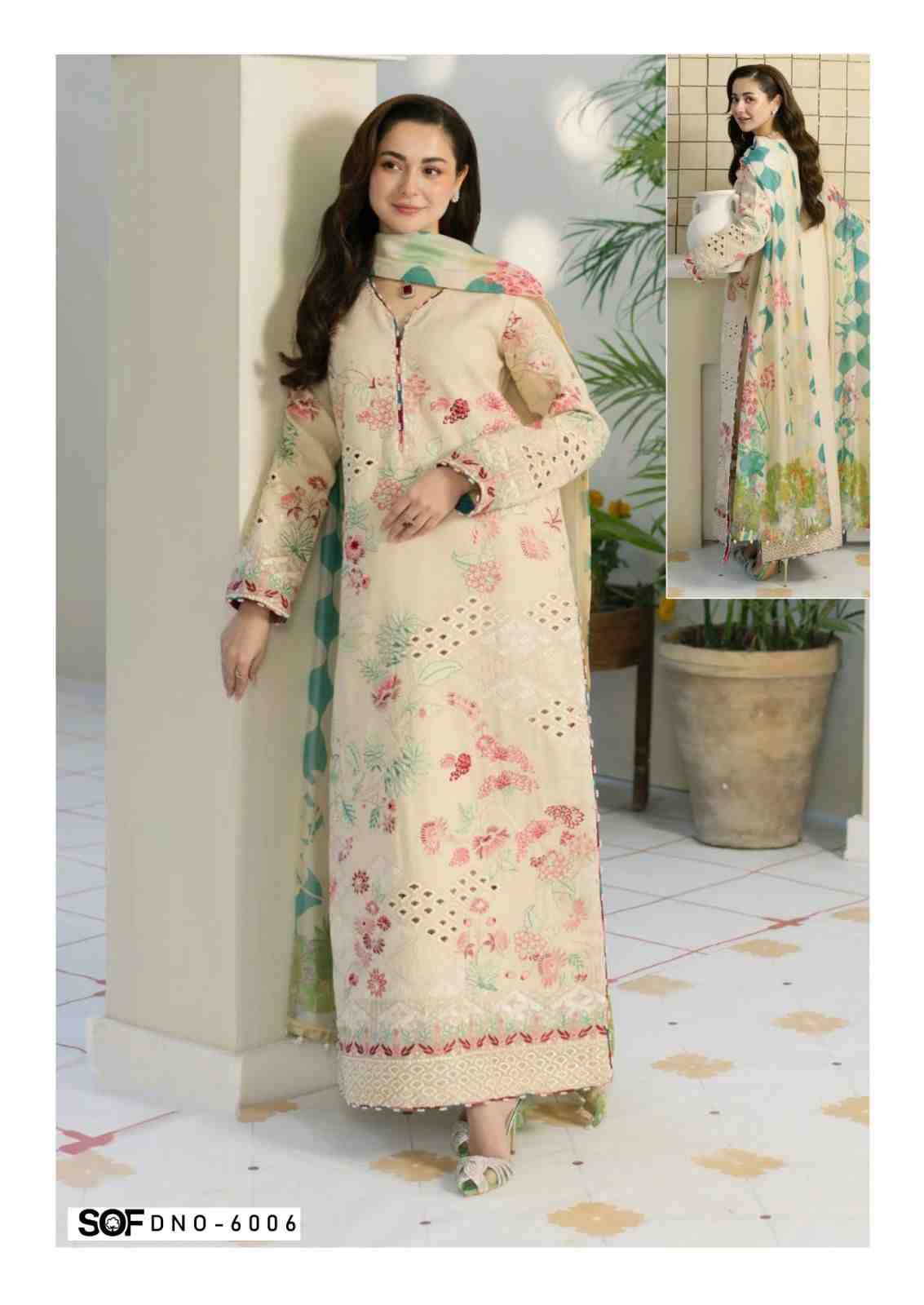 Saira Rizwan Vol-6 By Shree Om Fab 6001 To 6006 Series Designer Pakistani Suits Beautiful Fancy Stylish Colorful Party Wear & Occasional Wear Pure Lawn With Embroidery Dresses At Wholesale Price