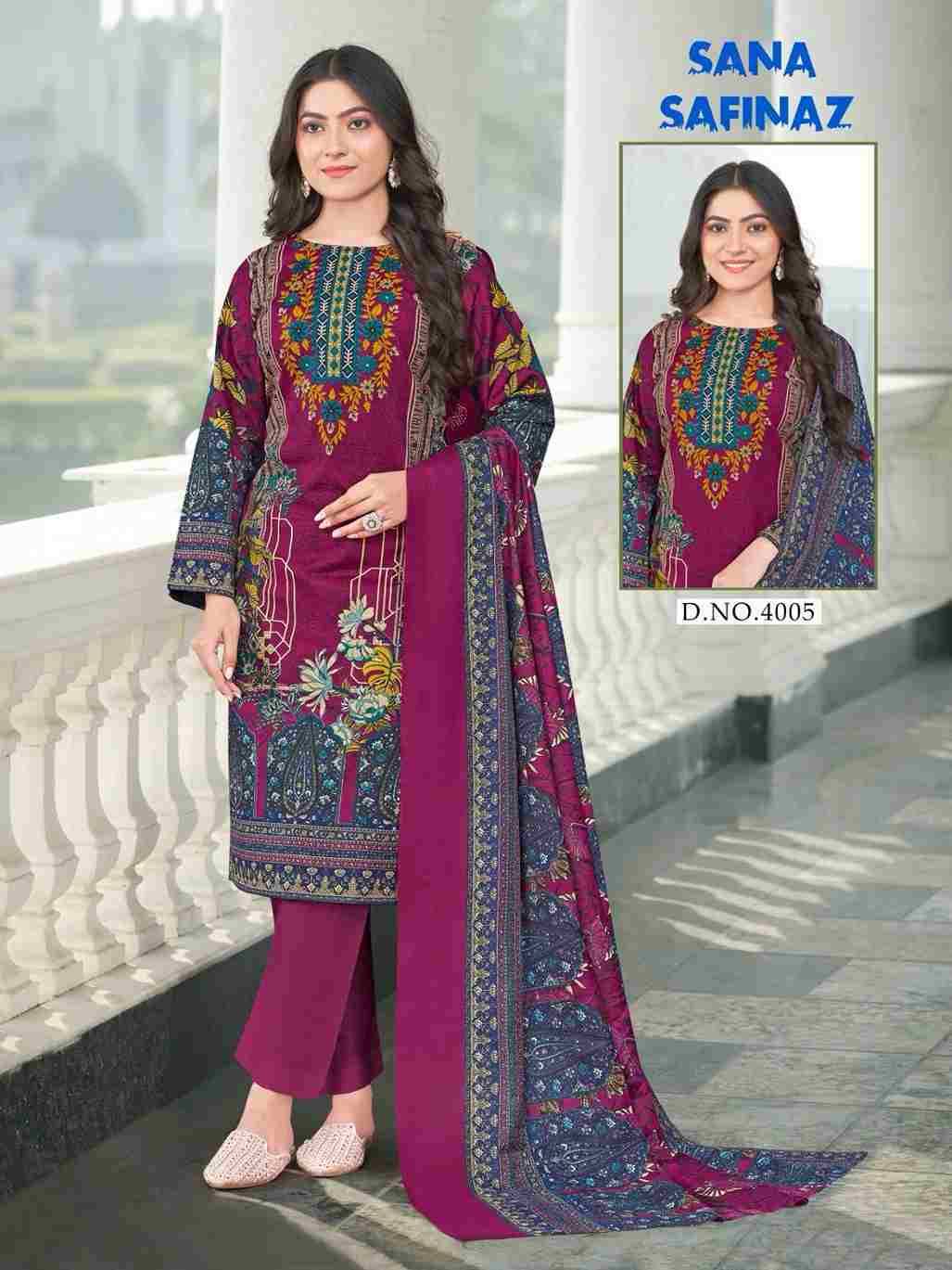 Sana Safinaz Vol-4 By Falak International 4005 To 4012 Series Beautiful Stylish Festive Suits Fancy Colorful Casual Wear & Ethnic Wear & Ready To Wear Cotton Print Dresses At Wholesale Price