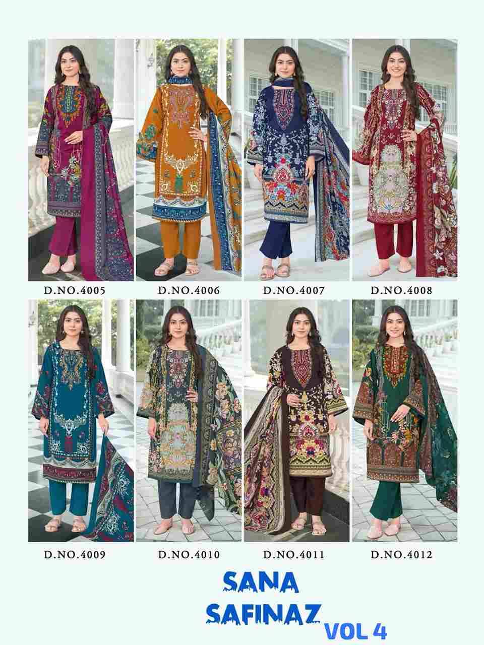 Sana Safinaz Vol-4 By Falak International 4005 To 4012 Series Beautiful Stylish Festive Suits Fancy Colorful Casual Wear & Ethnic Wear & Ready To Wear Cotton Print Dresses At Wholesale Price