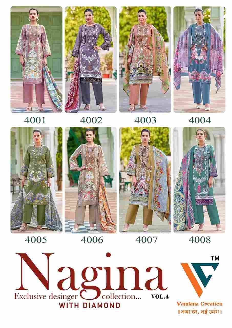 Nagina Vol-4 By Vandana Creation 4001 To 4008 Series Beautiful Festive Suits Stylish Fancy Colorful Casual Wear & Ethnic Wear Cotton Print Dresses At Wholesale Price