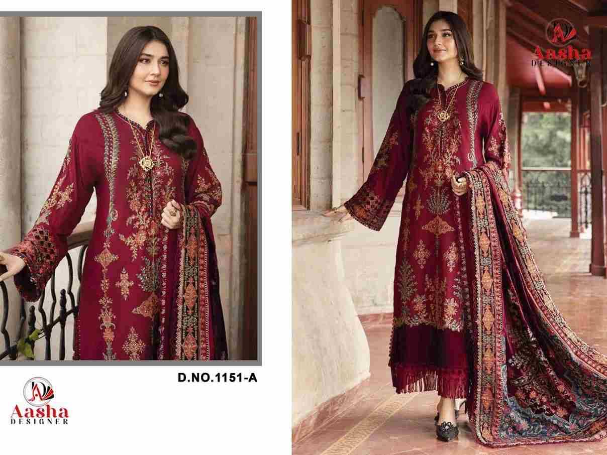 Aasha 1151Colours By Aasha Designer 1151-A To 1151-E Series Pakistani Suits Beautiful Fancy Colorful Stylish Party Wear & Occasional Wear Heavy Rayon Embroidery Dresses At Wholesale Price