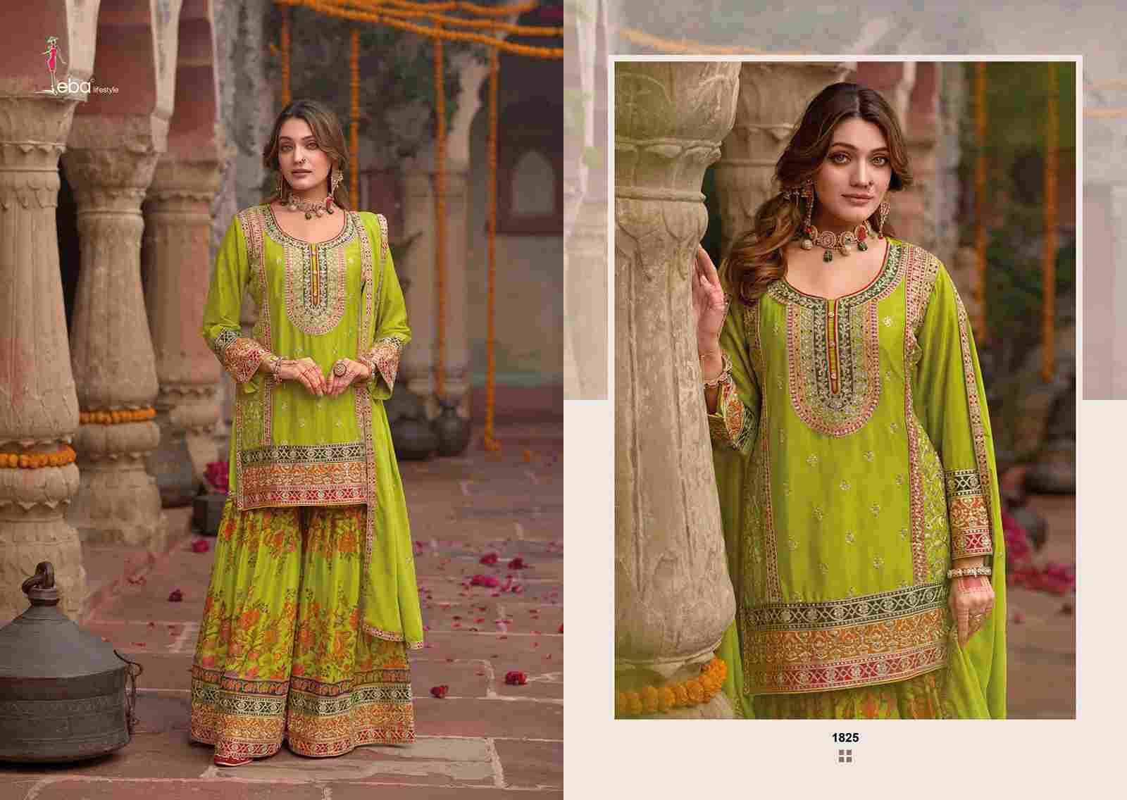Rang Vol-2 By Eba Lifestyle 1824 To 1827 Series Beautiful Sharara Suits Colorful Stylish Fancy Casual Wear & Ethnic Wear Chinnon Embroidery Dresses At Wholesale Price