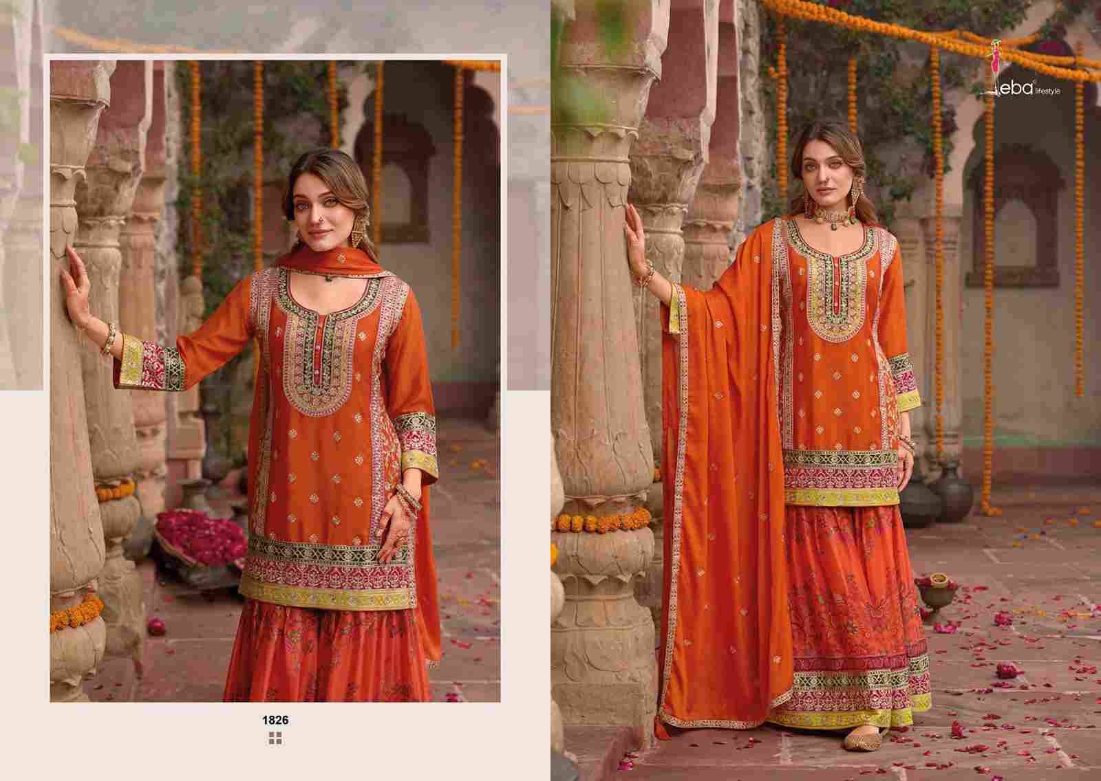Rang Vol-2 By Eba Lifestyle 1824 To 1827 Series Beautiful Sharara Suits Colorful Stylish Fancy Casual Wear & Ethnic Wear Chinnon Embroidery Dresses At Wholesale Price