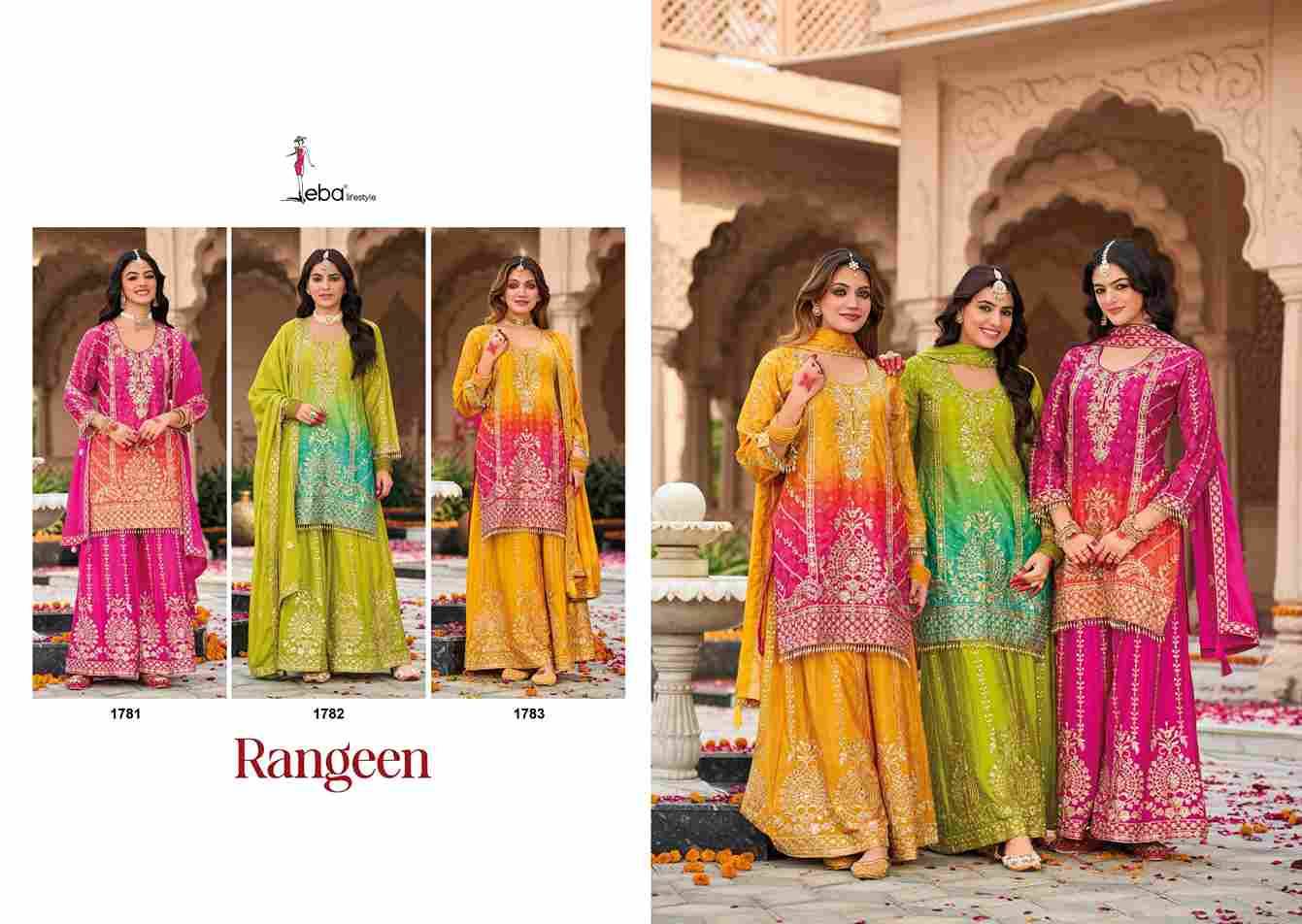 Rangeen By Eba Lifestyle 1781 To 1783 Series Beautiful Sharara Suits Colorful Stylish Fancy Casual Wear & Ethnic Wear Chinnon Embroidery Dresses At Wholesale Price
