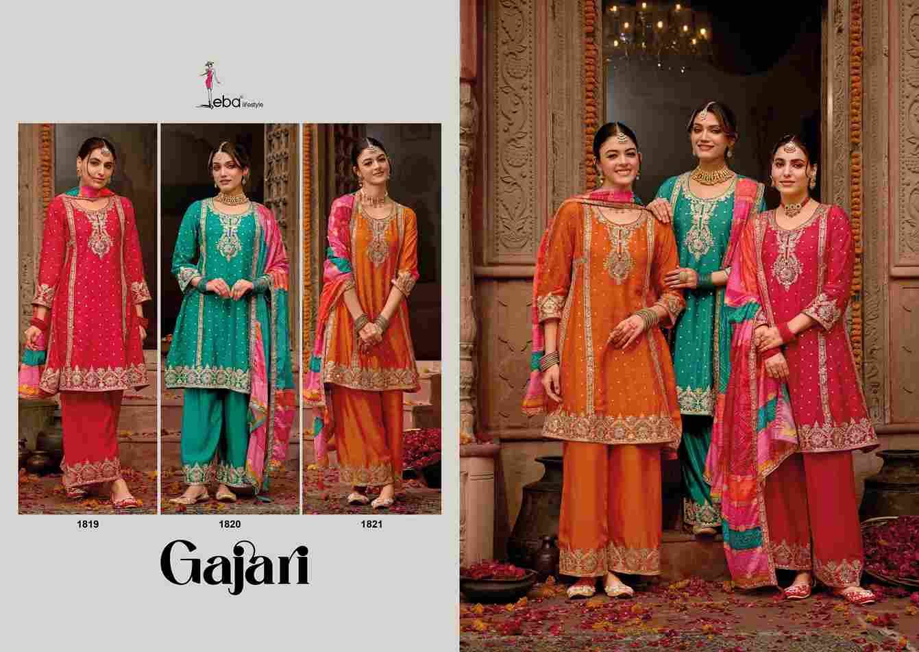 Gajari By Eba Lifestyle 1819 To 1821 Series Beautiful Festive Suits Colorful Stylish Fancy Casual Wear & Ethnic Wear Chinnon Embroidery Dresses At Wholesale Price