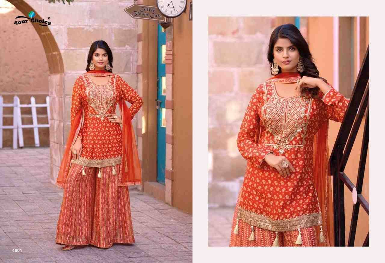 Ginni Vol-4 By Your Choice 4001 To 4004 Series Designer Sharara Suits Beautiful Fancy Colorful Stylish Party Wear & Occasional Wear Heavy Chinnon Dresses At Wholesale Price