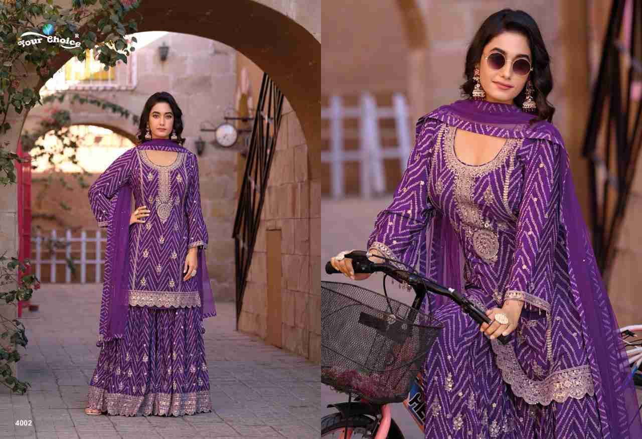 Ginni Vol-4 By Your Choice 4001 To 4004 Series Designer Sharara Suits Beautiful Fancy Colorful Stylish Party Wear & Occasional Wear Heavy Chinnon Dresses At Wholesale Price