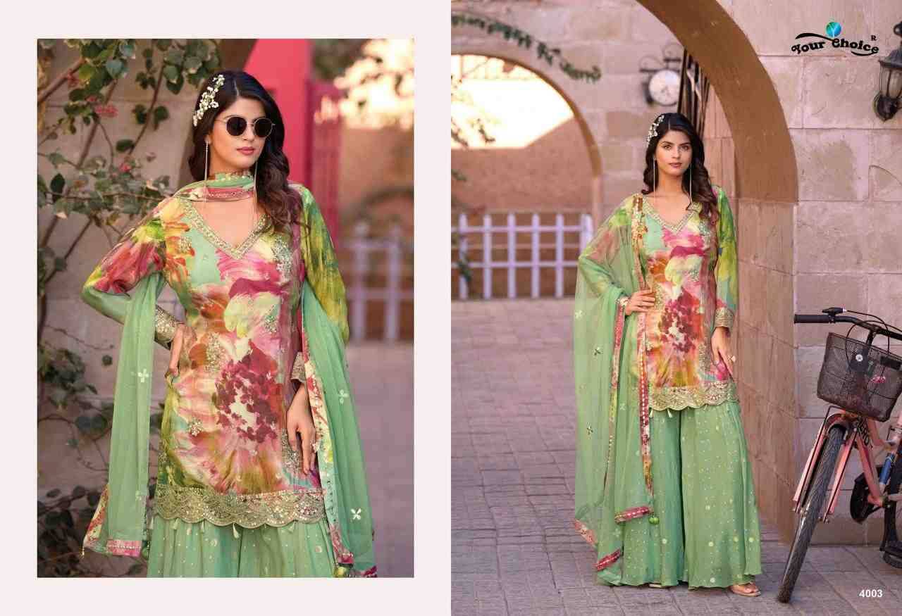 Ginni Vol-4 By Your Choice 4001 To 4004 Series Designer Sharara Suits Beautiful Fancy Colorful Stylish Party Wear & Occasional Wear Heavy Chinnon Dresses At Wholesale Price