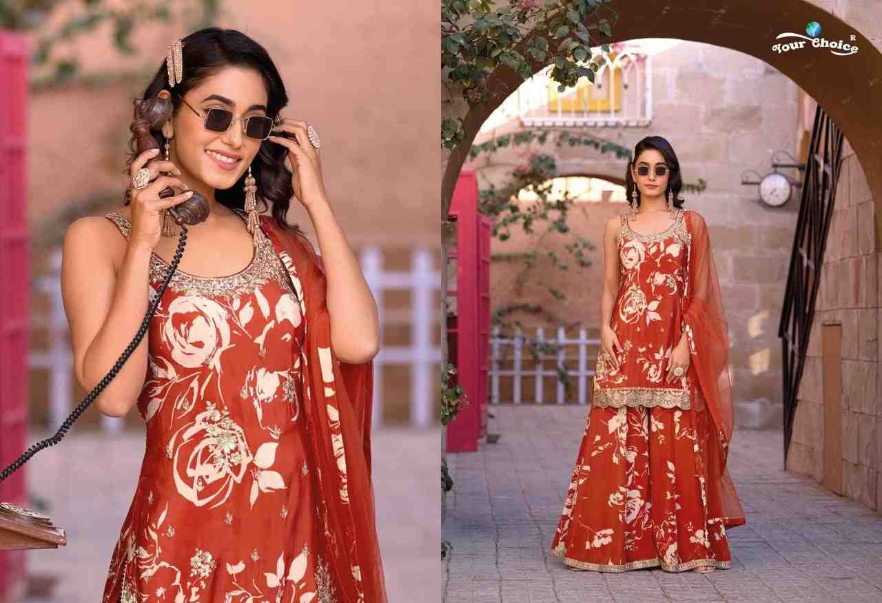 Ginni Vol-4 By Your Choice 4001 To 4004 Series Designer Sharara Suits Beautiful Fancy Colorful Stylish Party Wear & Occasional Wear Heavy Chinnon Dresses At Wholesale Price