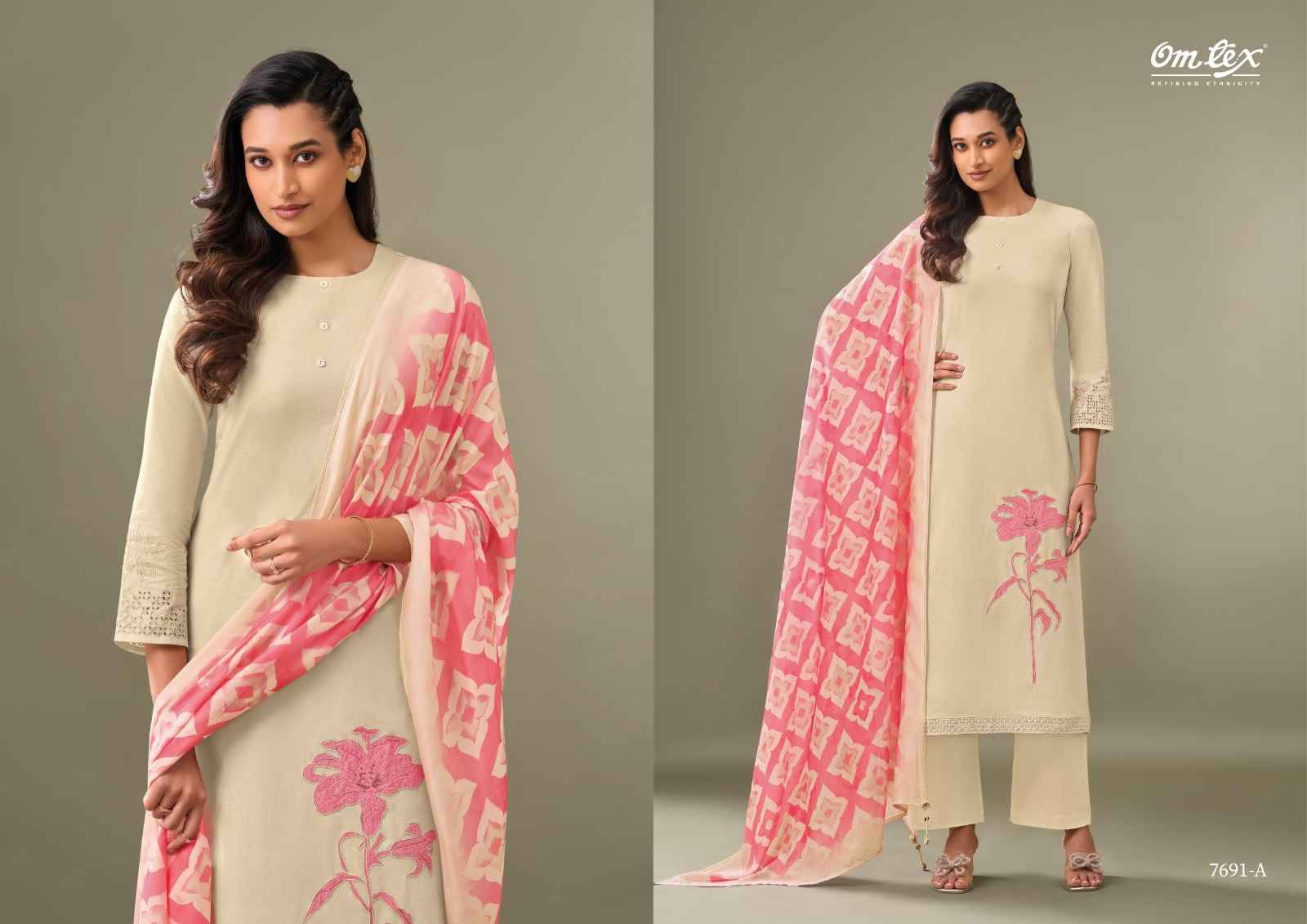 Estiva By Om Tex 7691-A To 7691-D Series Beautiful Suits Stylish Fancy Colorful Party Wear & Ethnic Wear Lawn Cotton Dresses At Wholesale Price