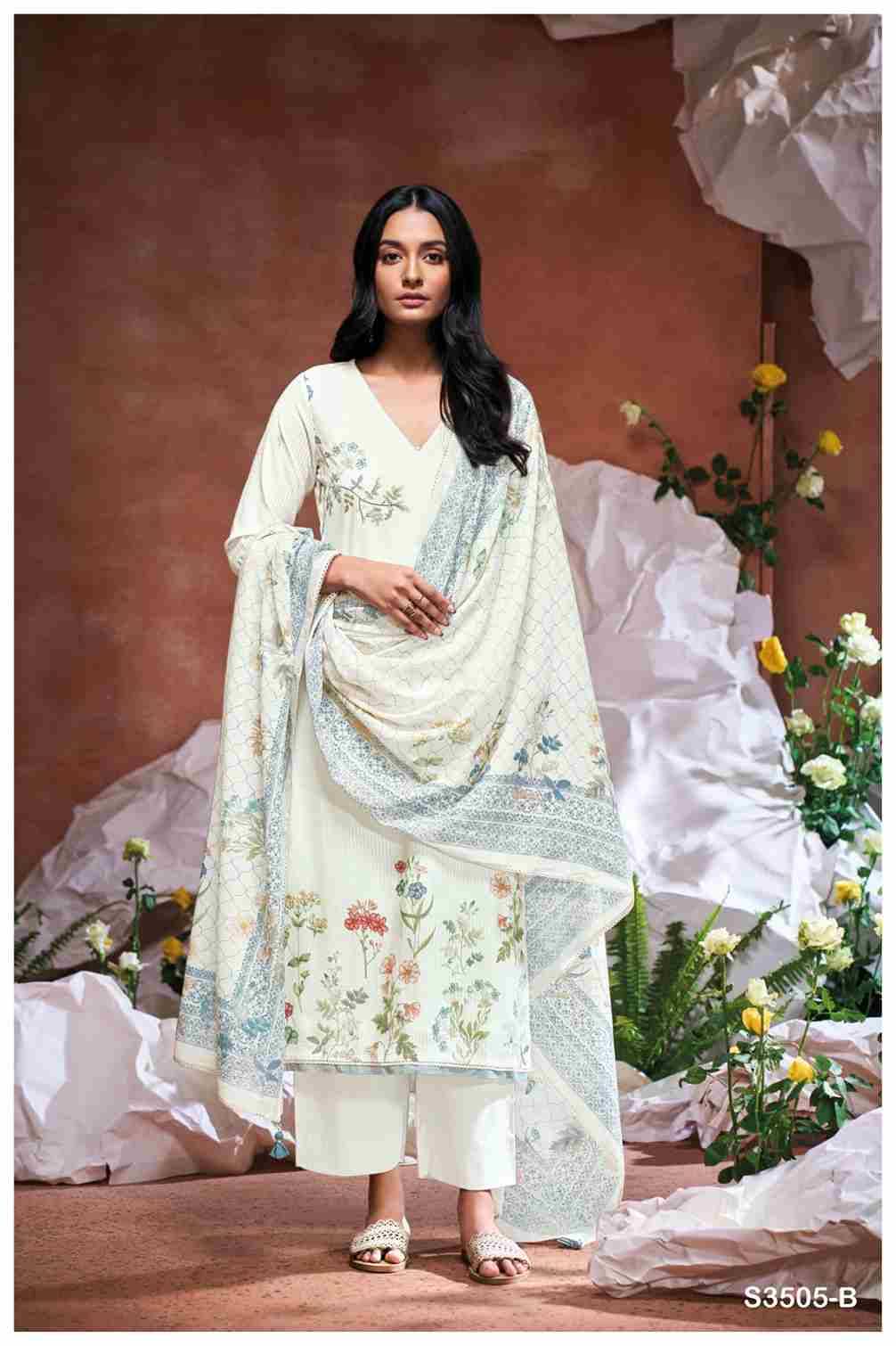 Eilidh-3505 By Ganga Fashion 3505-A To 3505-D Series Beautiful Festive Suits Colorful Stylish Fancy Casual Wear & Ethnic Wear Pure Cotton Dresses At Wholesale Price