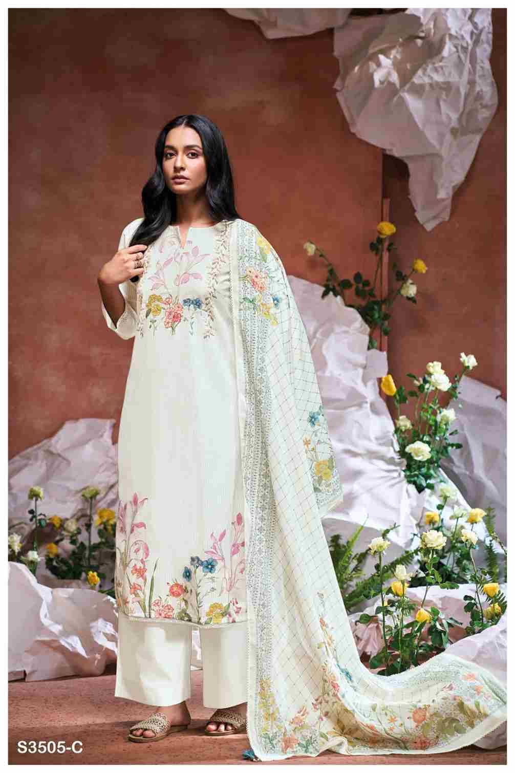 Eilidh-3505 By Ganga Fashion 3505-A To 3505-D Series Beautiful Festive Suits Colorful Stylish Fancy Casual Wear & Ethnic Wear Pure Cotton Dresses At Wholesale Price