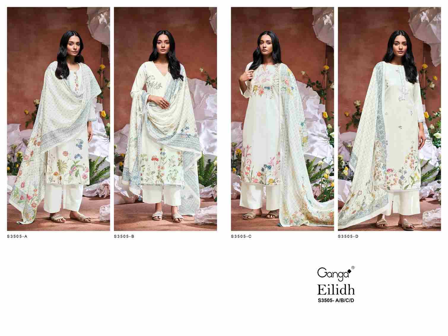 Eilidh-3505 By Ganga Fashion 3505-A To 3505-D Series Beautiful Festive Suits Colorful Stylish Fancy Casual Wear & Ethnic Wear Pure Cotton Dresses At Wholesale Price