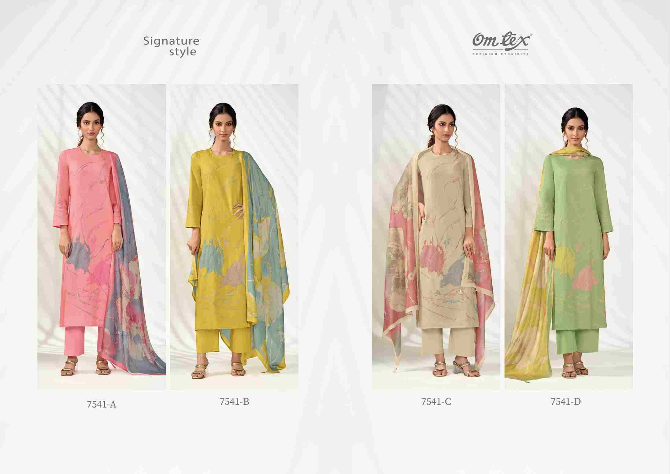 Signature Style By Om Tex 7541-A To 7541-D Series Beautiful Suits Stylish Fancy Colorful Party Wear & Ethnic Wear Lawn Cotton Dresses At Wholesale Price