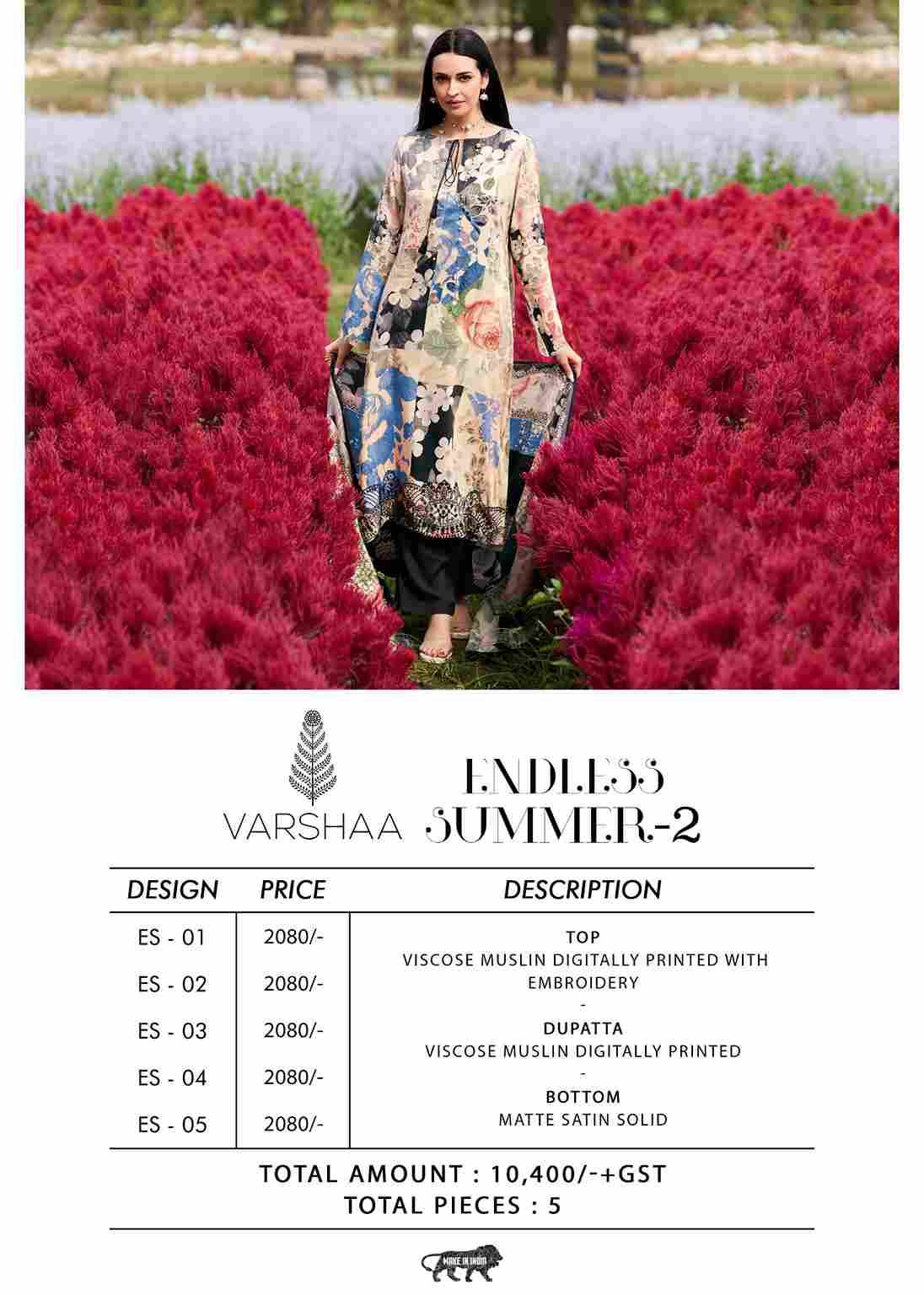 Endless Summer Vol-2 By Varshaa 01 To 05 Series Beautiful Festive Suits Colorful Stylish Fancy Casual Wear & Ethnic Wear Viscose Muslin Dresses At Wholesale Price