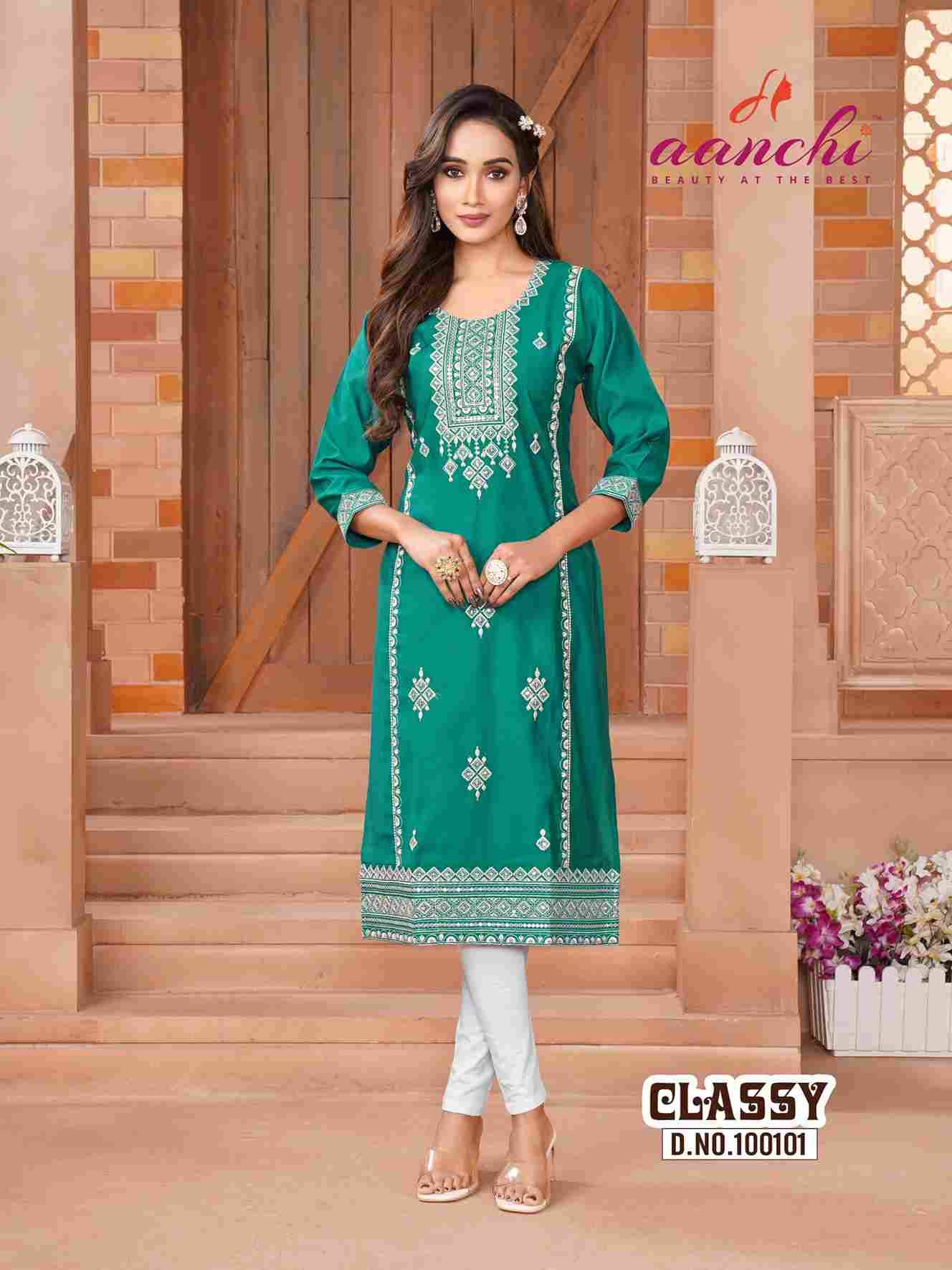 Classy By Aanchi 100099 To 100103 Series Designer Stylish Fancy Colorful Beautiful Party Wear & Ethnic Wear Collection Roman Silk Kurtis At Wholesale Price