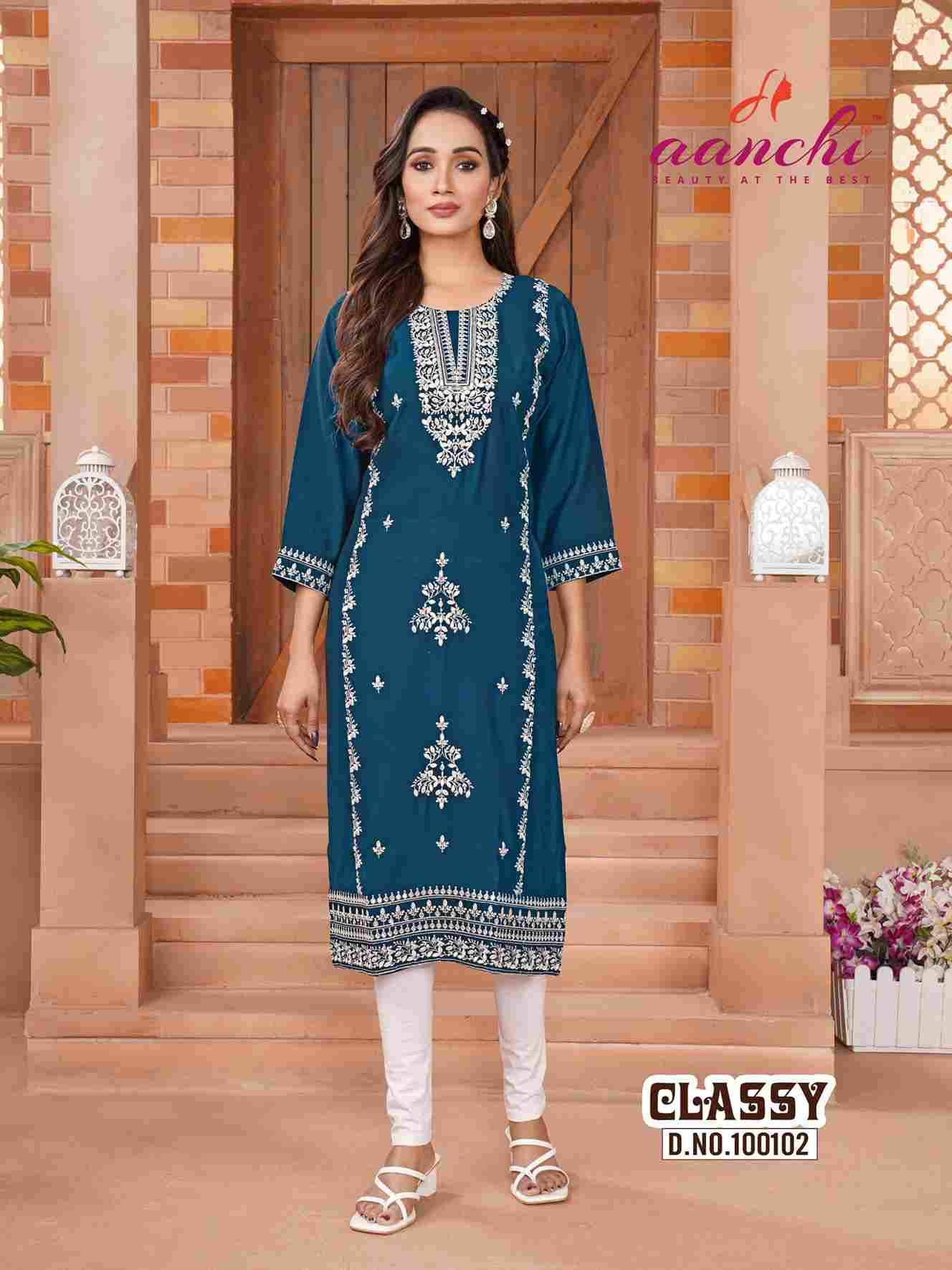 Classy By Aanchi 100099 To 100103 Series Designer Stylish Fancy Colorful Beautiful Party Wear & Ethnic Wear Collection Roman Silk Kurtis At Wholesale Price