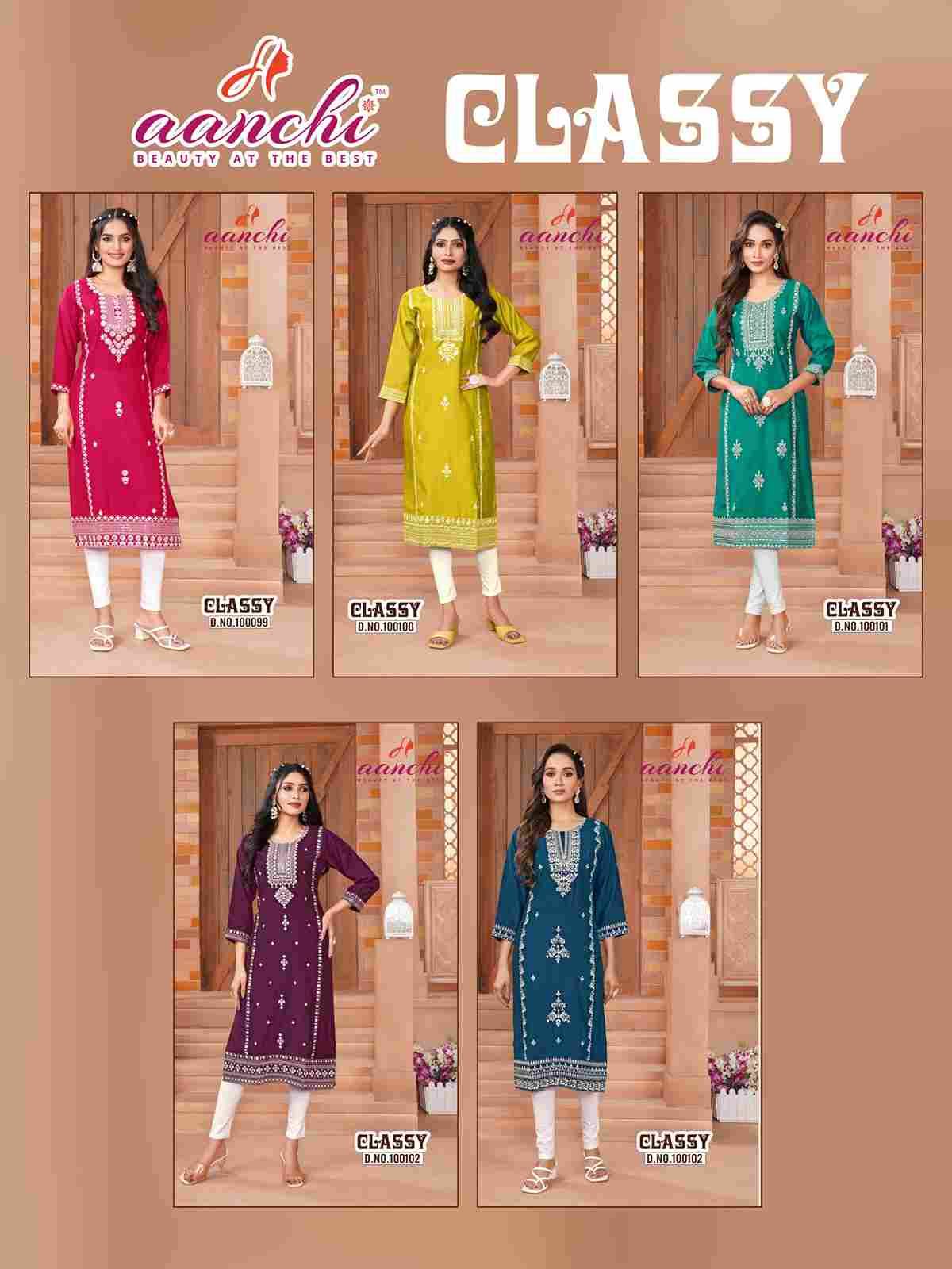 Classy By Aanchi 100099 To 100103 Series Designer Stylish Fancy Colorful Beautiful Party Wear & Ethnic Wear Collection Roman Silk Kurtis At Wholesale Price