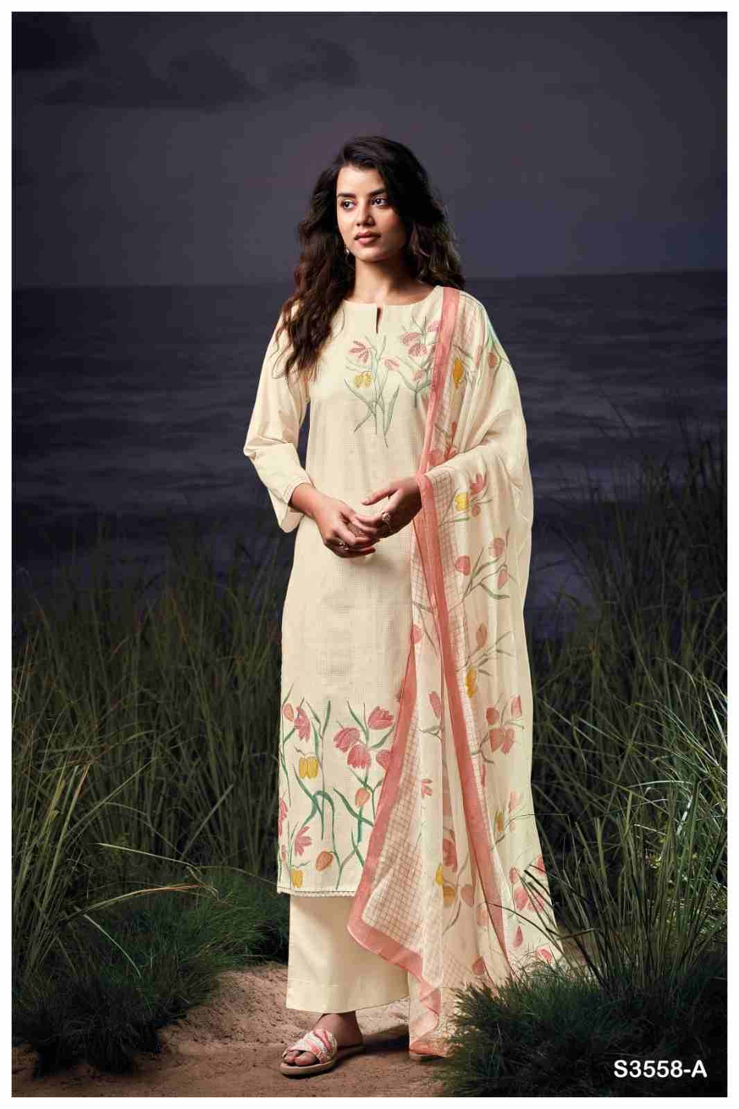 Gurveen-3558 By Ganga Fashion 3558-A To 3558-D Series Beautiful Festive Suits Colorful Stylish Fancy Casual Wear & Ethnic Wear Pure Cotton Dresses At Wholesale Price