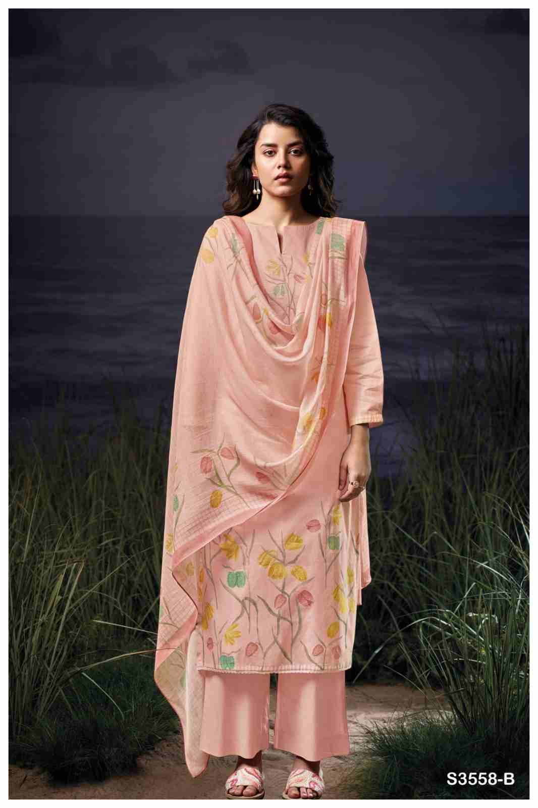 Gurveen-3558 By Ganga Fashion 3558-A To 3558-D Series Beautiful Festive Suits Colorful Stylish Fancy Casual Wear & Ethnic Wear Pure Cotton Dresses At Wholesale Price