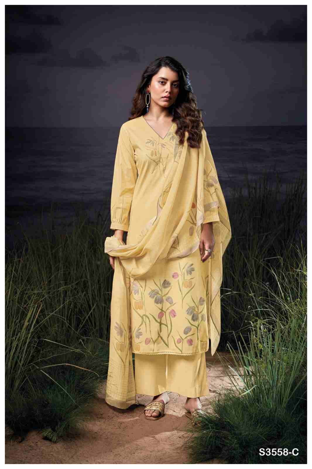 Gurveen-3558 By Ganga Fashion 3558-A To 3558-D Series Beautiful Festive Suits Colorful Stylish Fancy Casual Wear & Ethnic Wear Pure Cotton Dresses At Wholesale Price