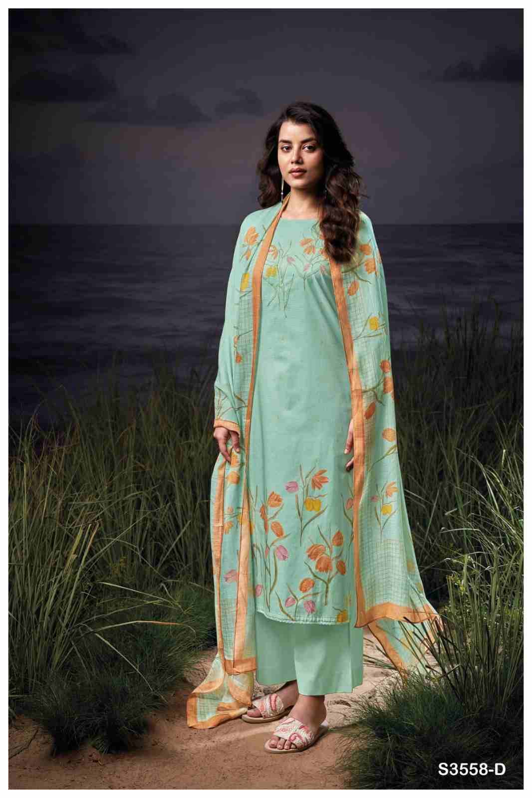 Gurveen-3558 By Ganga Fashion 3558-A To 3558-D Series Beautiful Festive Suits Colorful Stylish Fancy Casual Wear & Ethnic Wear Pure Cotton Dresses At Wholesale Price